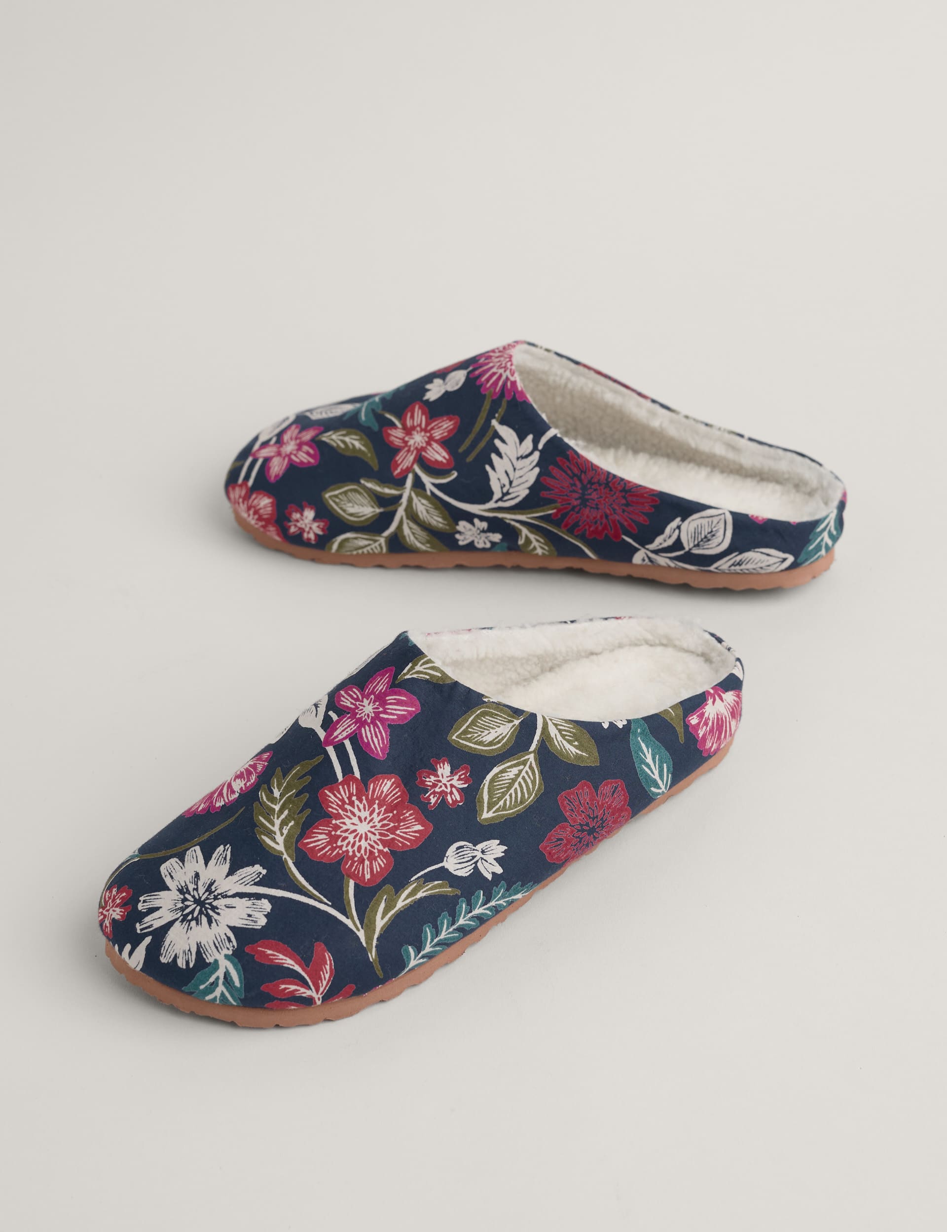 Seasalt Cornwall Women's Floral Cotton Rich Mule Slippers - 39 - Multi, Multi