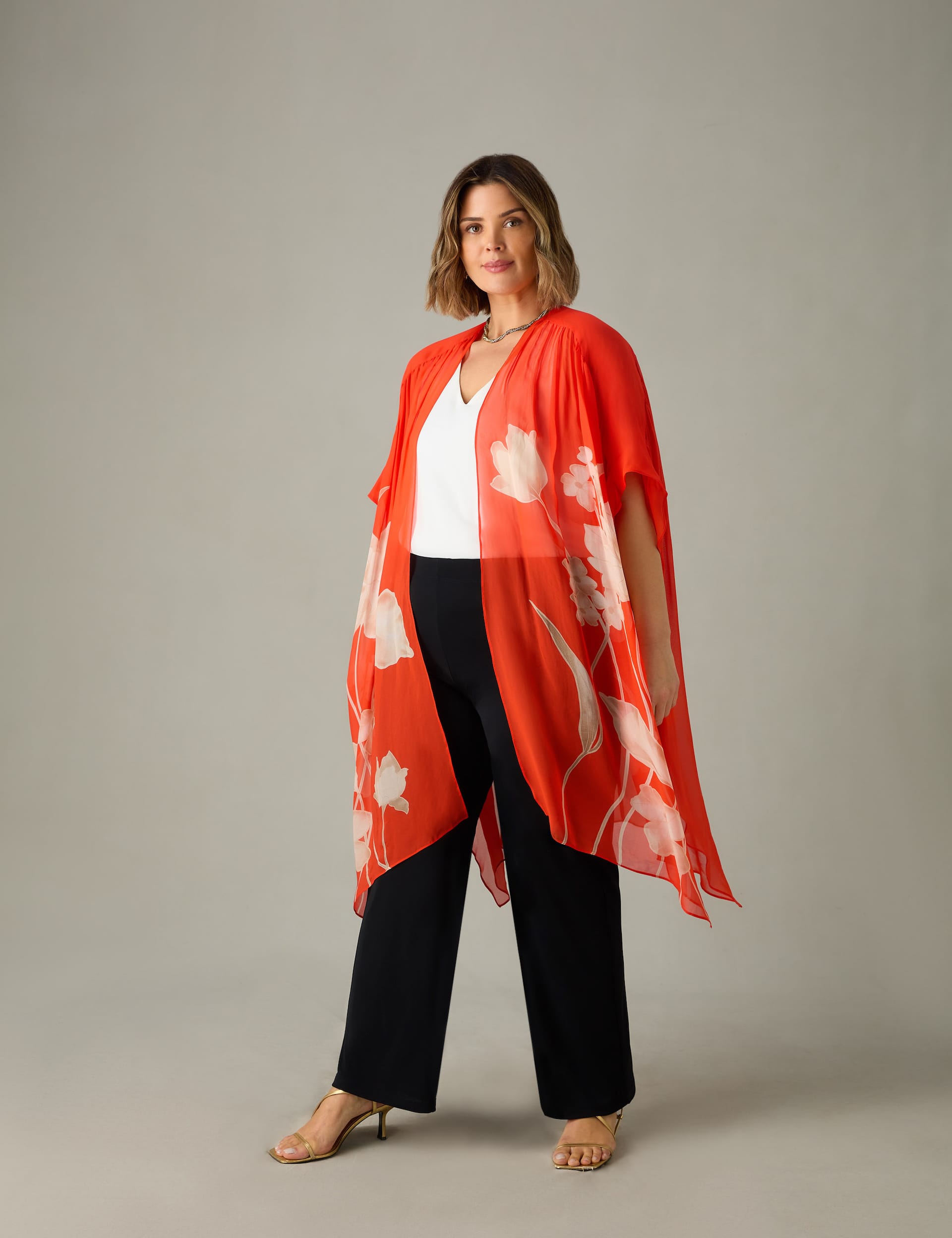 Live Unlimited London Women's Floral Kimono - 20 - Red Mix, Red Mix