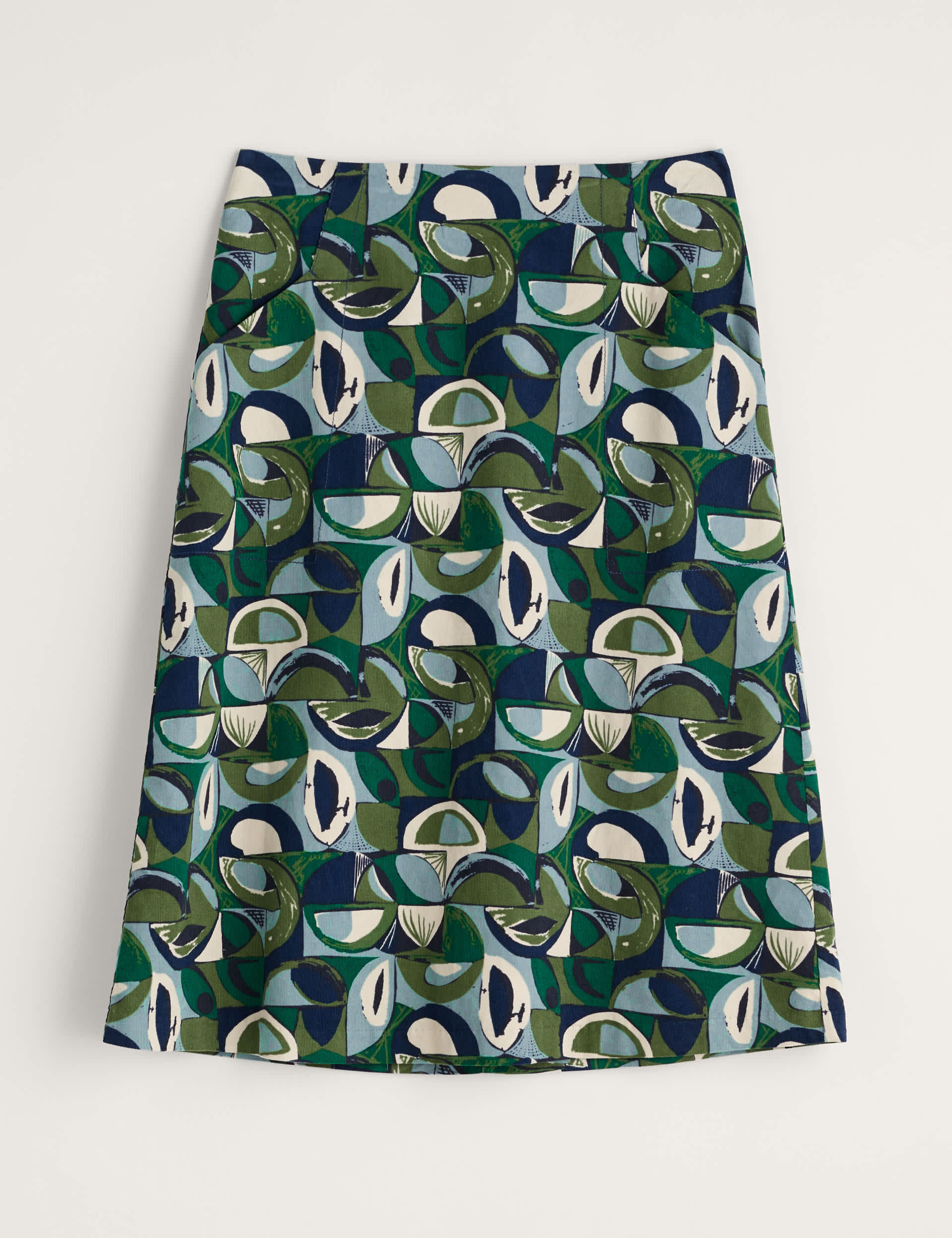 Seasalt Cornwall Women's Pure Cotton Printed Midi A-Line Skirt - 16 - Green Mix, Green Mix