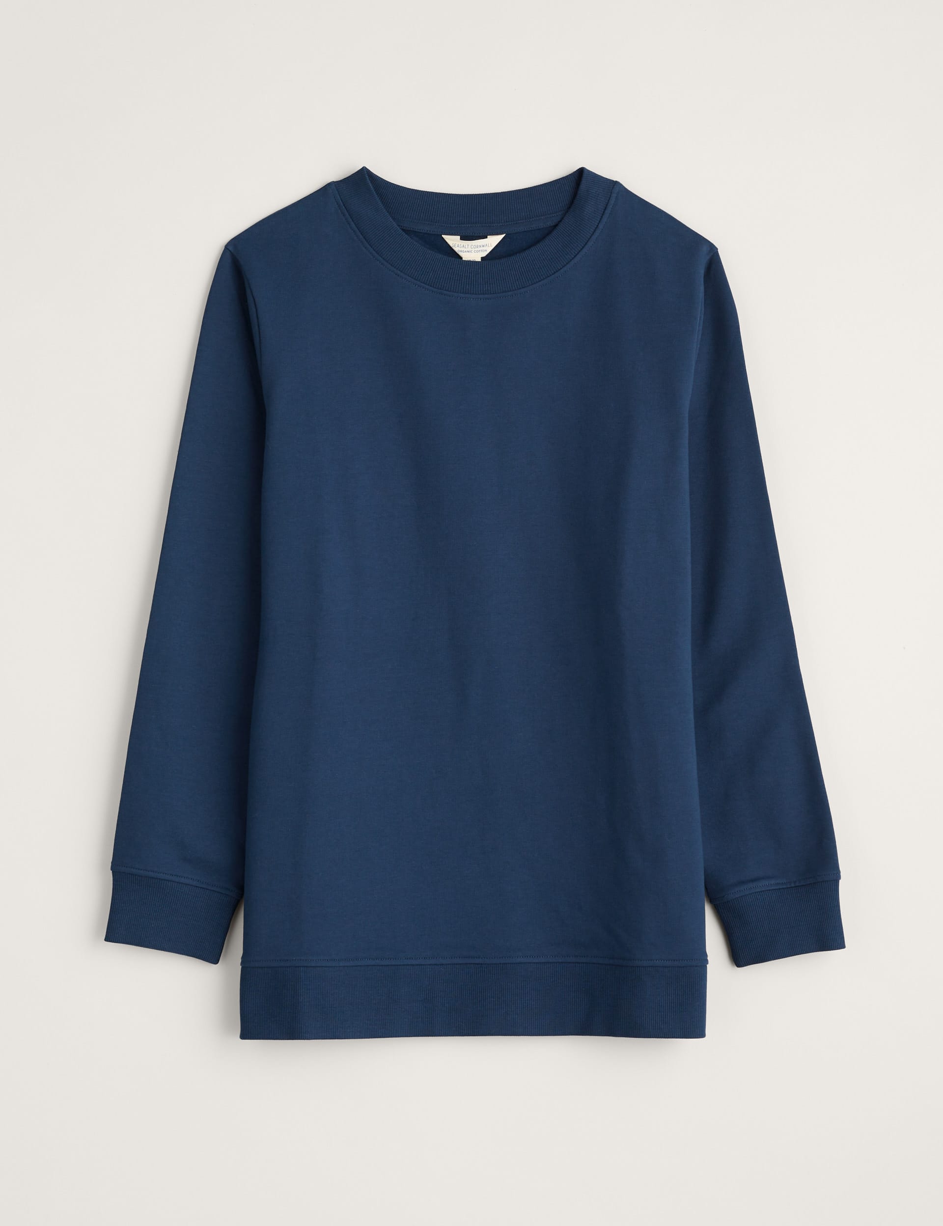 Seasalt Cornwall Women's Cotton Rich Textured Longline Sweatshirt - 12 - Navy, Navy