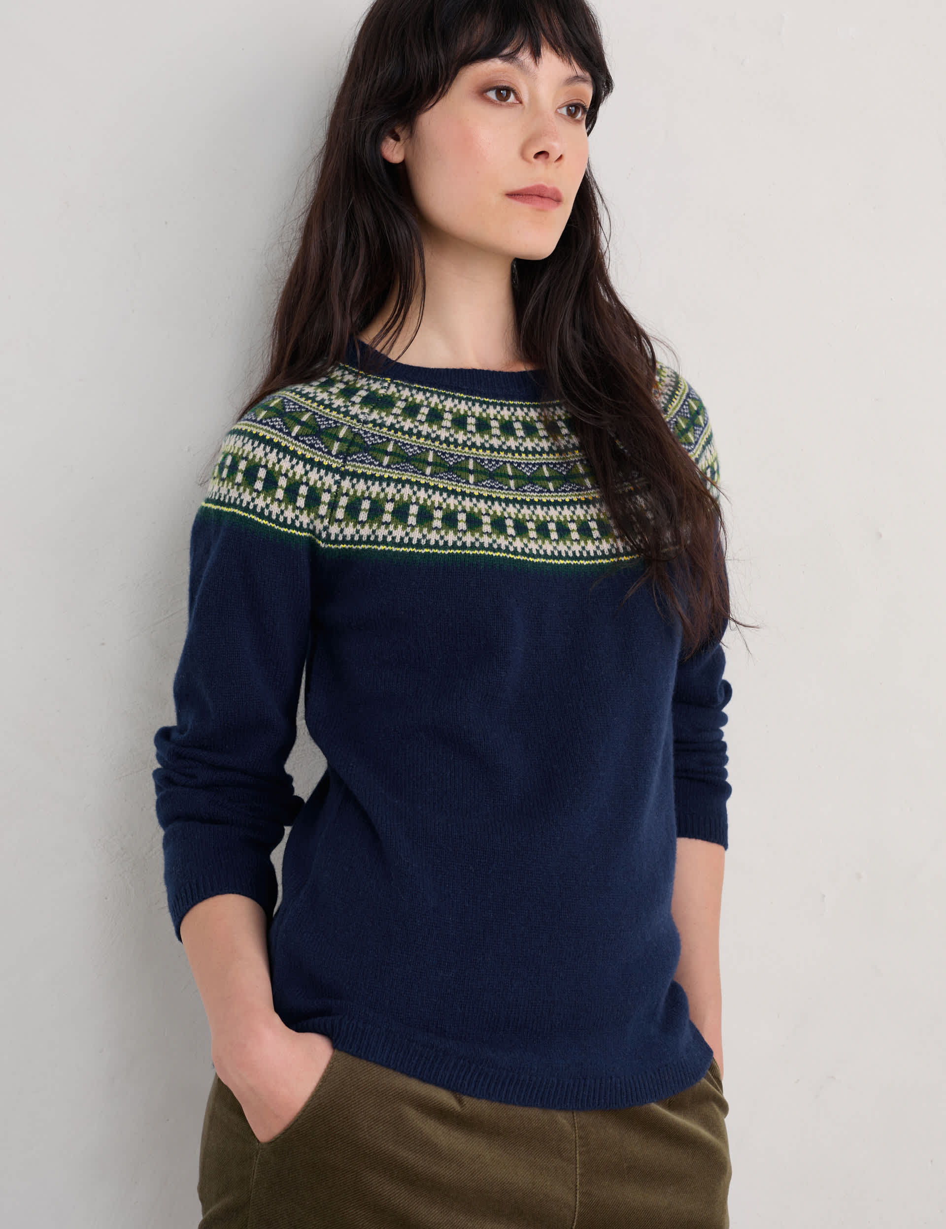 Seasalt Cornwall Women's Merino Wool Rich Textured Crew Neck Jumper - 16 - Navy Mix, Navy Mix