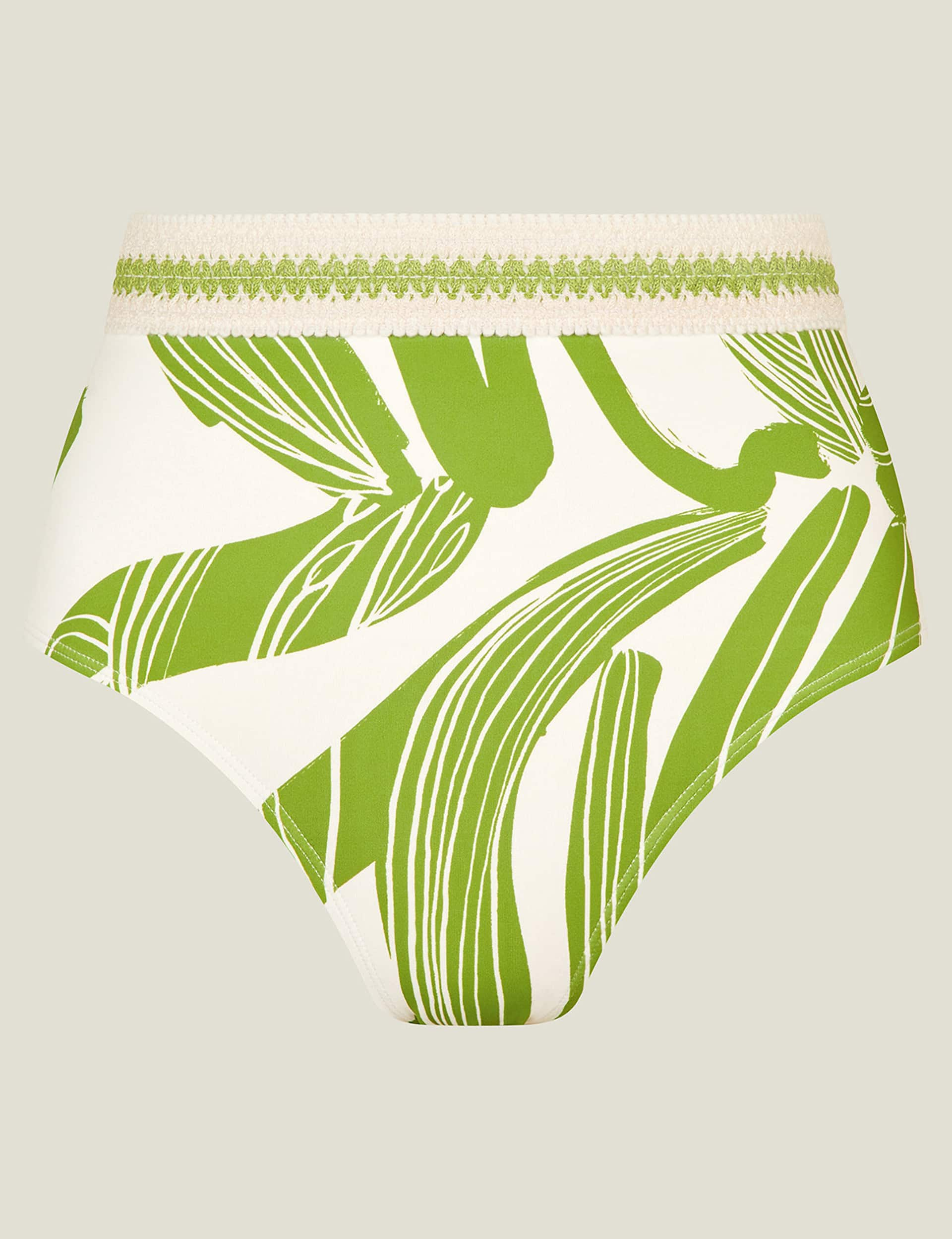 Accessorize Women's Printed High Waisted Bikini Bottoms - 8 - Green Mix, Green Mix