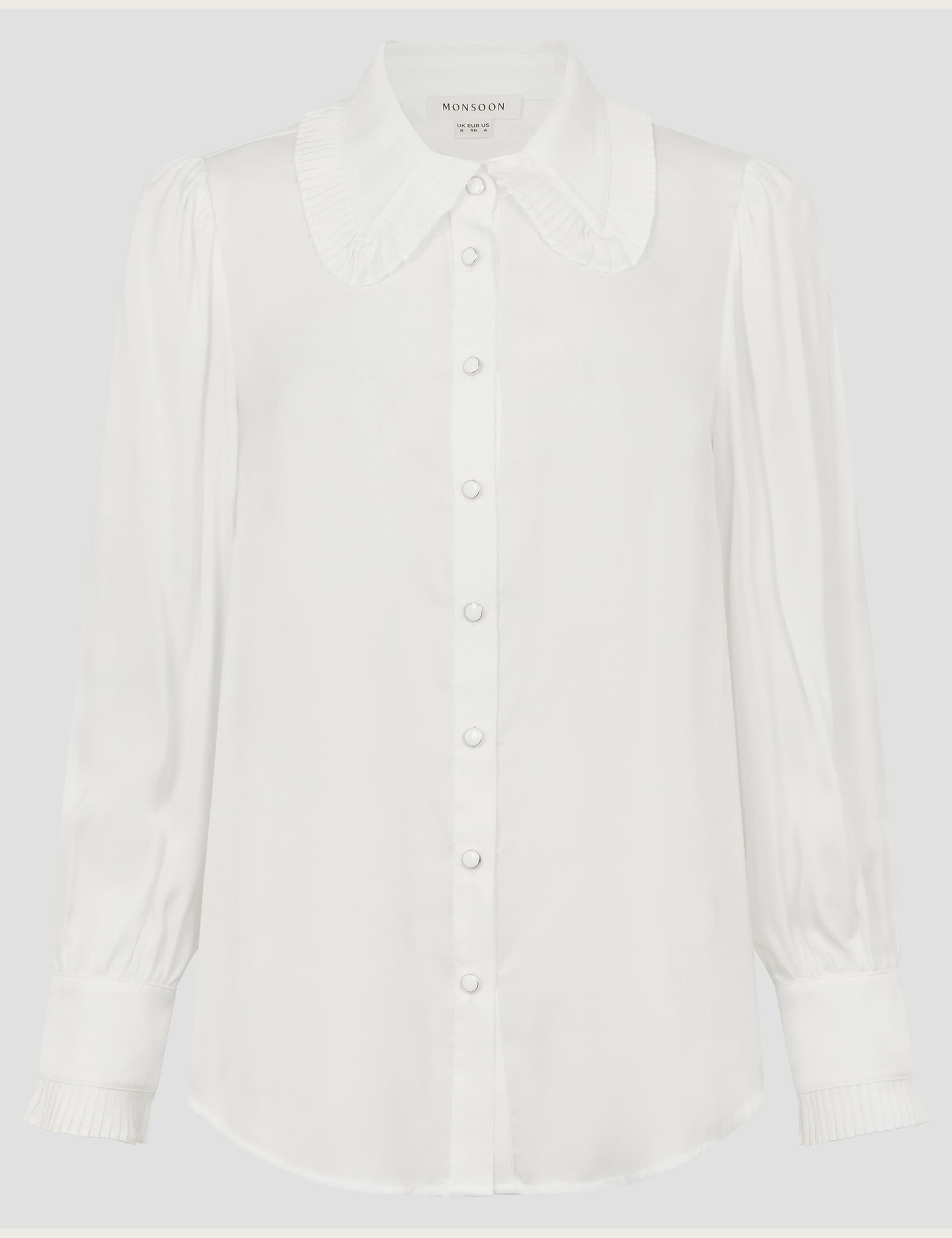 Monsoon Women's Collared Frill Detail Shirt - 20 - White, White