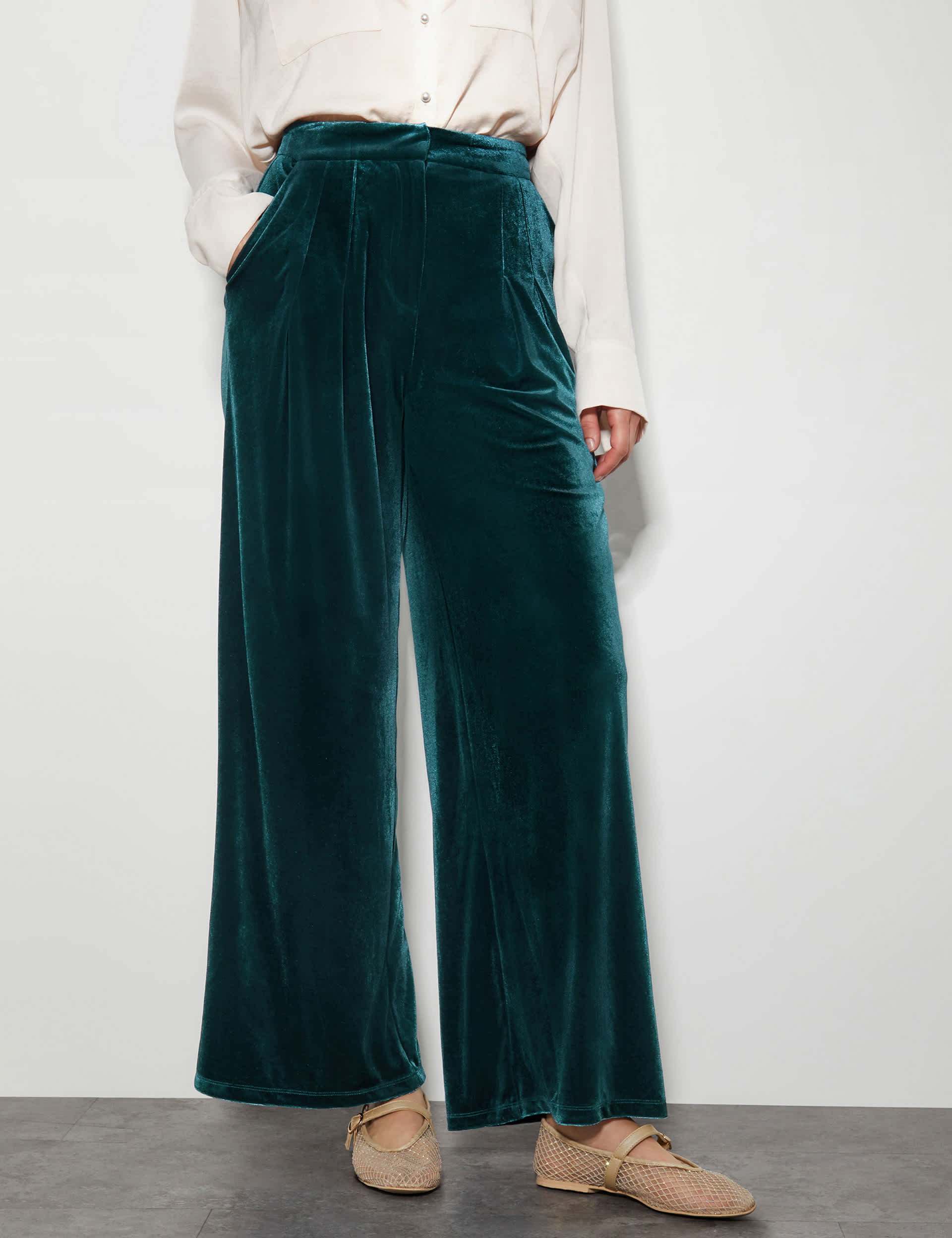 Monsoon Women's Wide-Leg Trousers - 20 - Teal, Teal,Olive