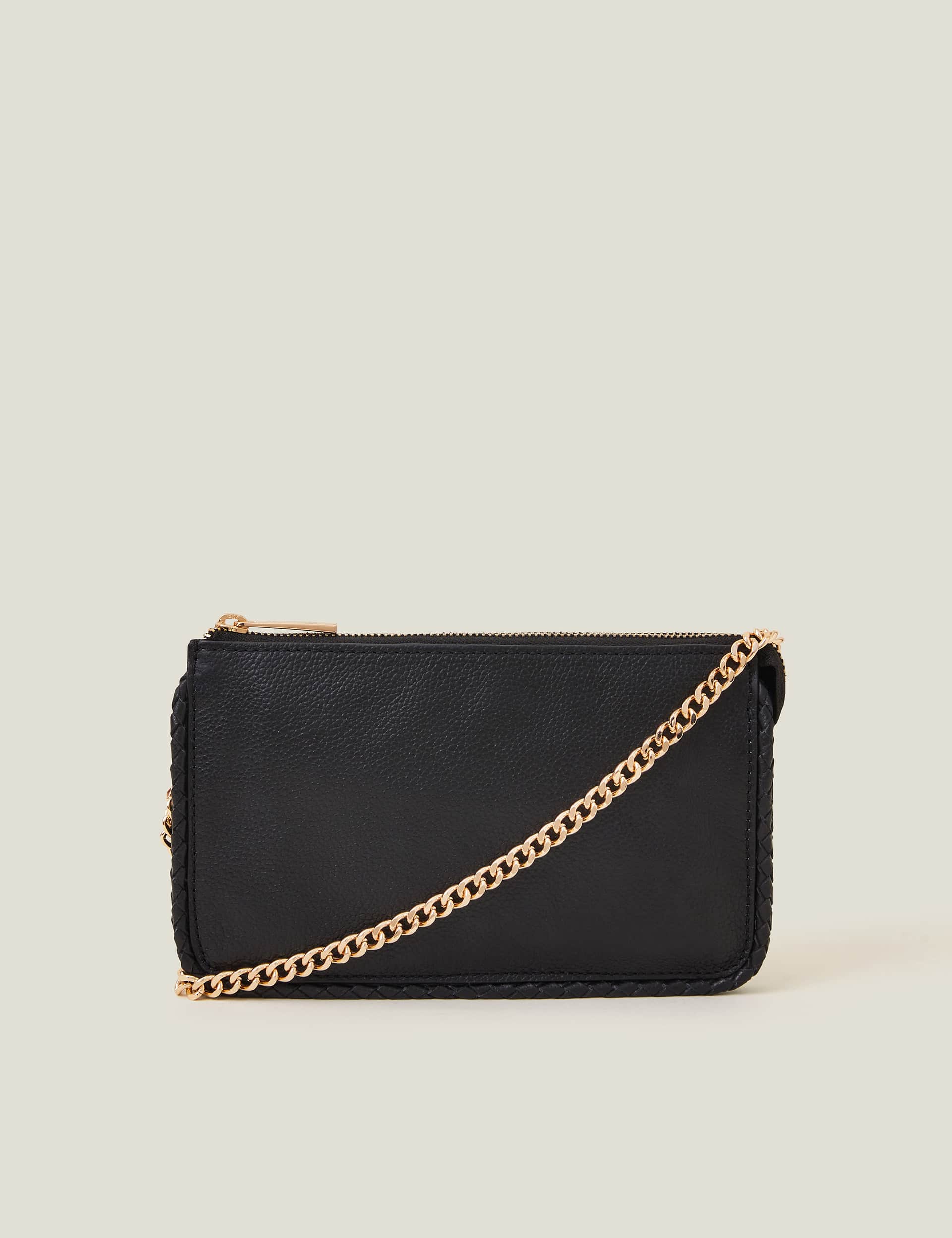 Accessorize Women's Leather Braided Chain Strap Cross Body Bag