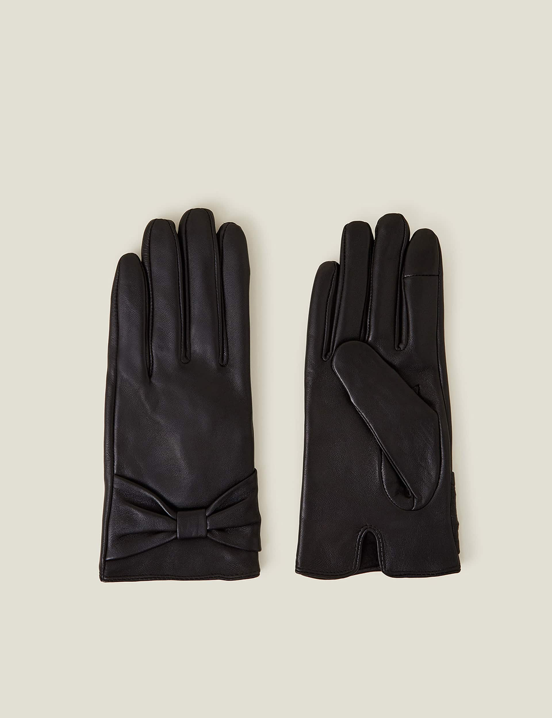 Accessorize Women's Leather Gloves - M-L - Black, Black