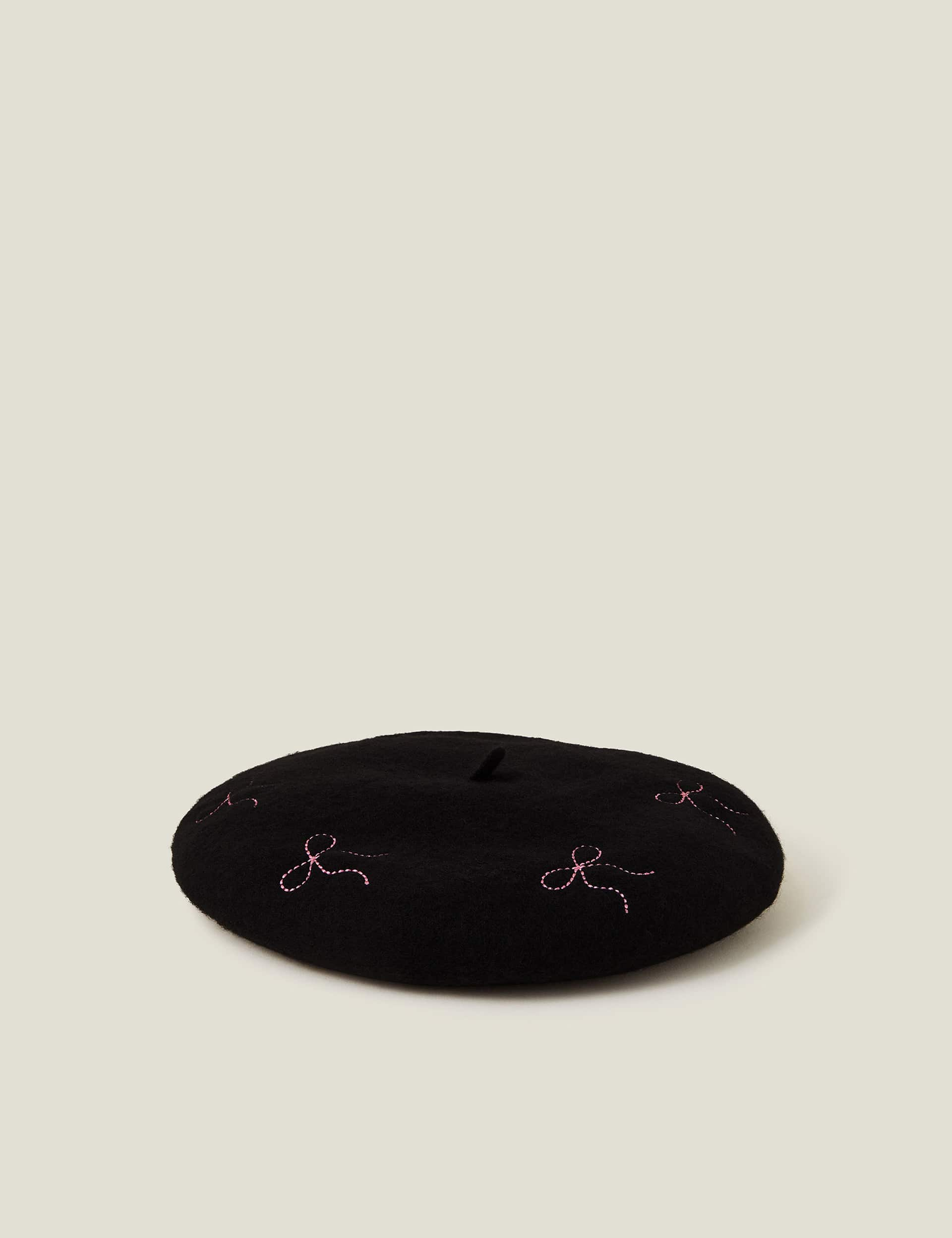 Accessorize Women's Pure Wool Bow Beret - Black, Black