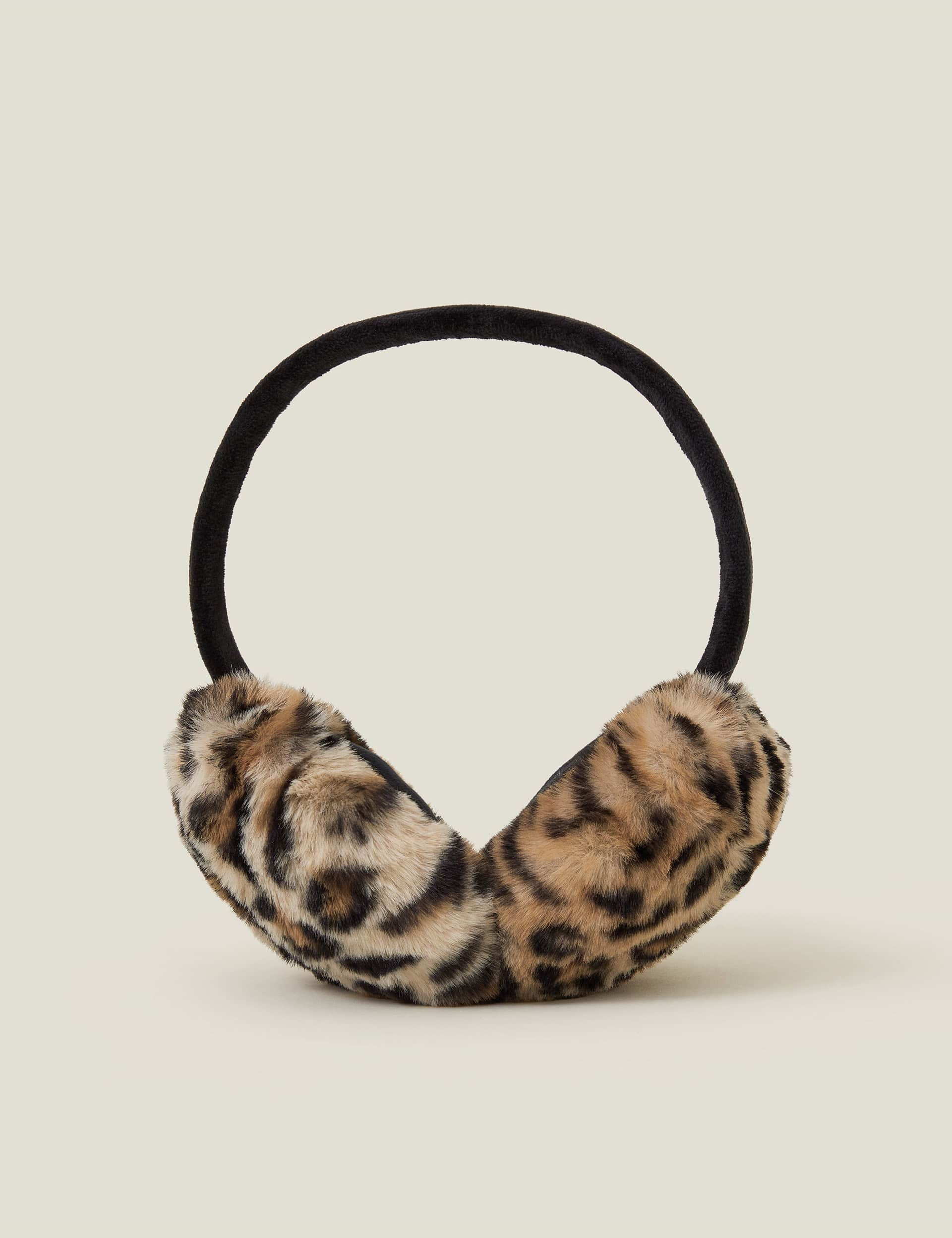 Accessorize Women's Faux Fur Animal Print Earmuffs - Brown Mix, Brown Mix