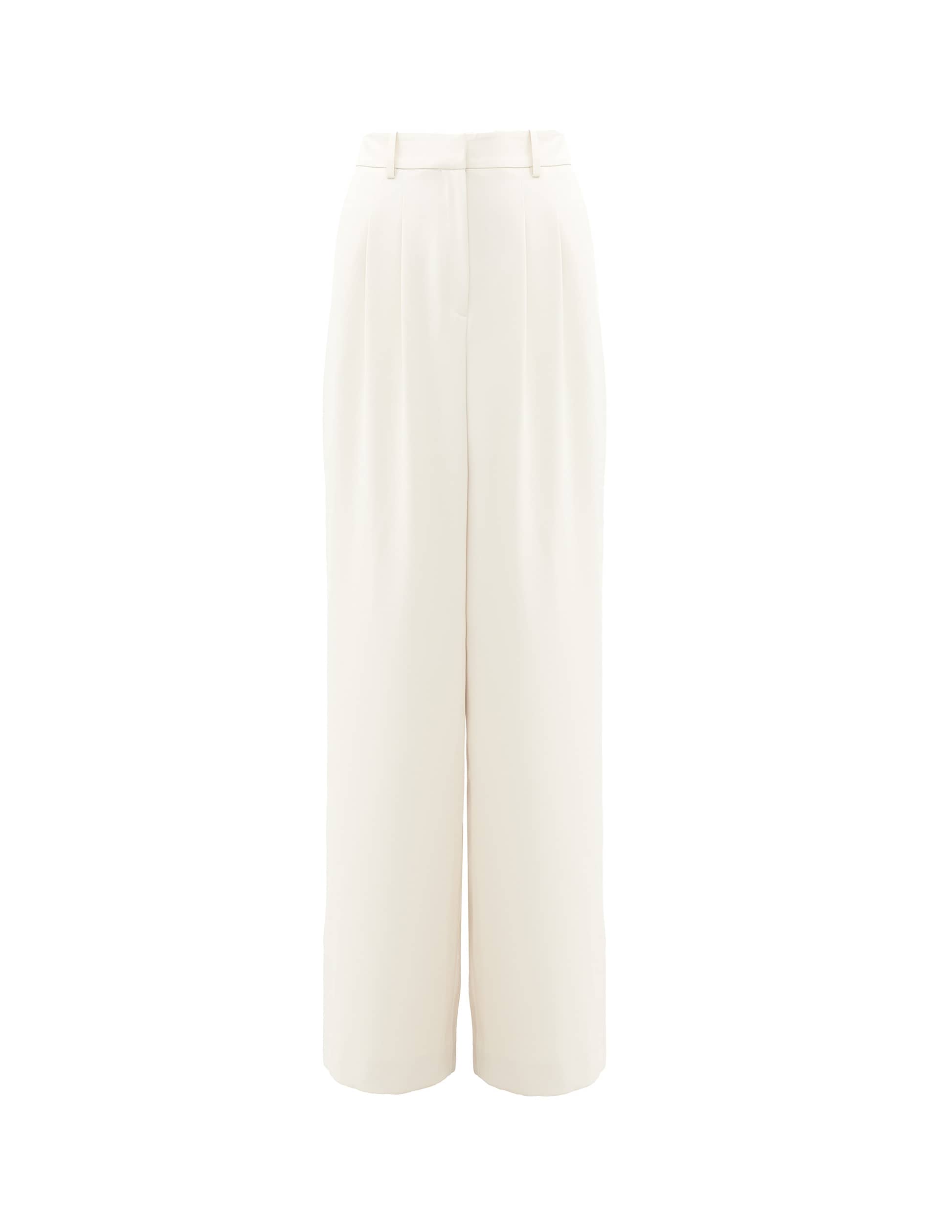 French Connection Women's Wide Leg Trousers - 12 - Cream, Black,Cream