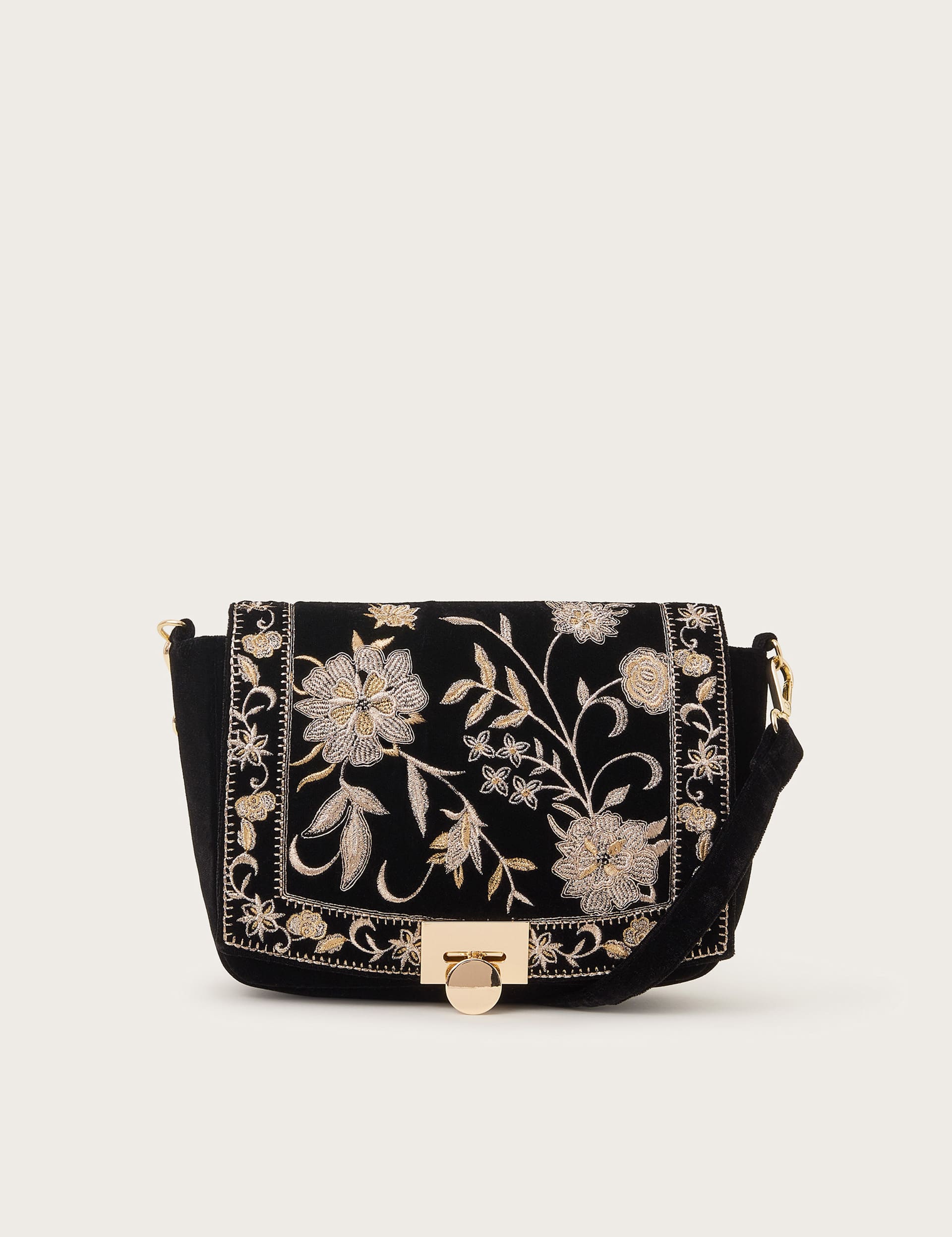 Monsoon Women's Embellished Floral Cross Body Bag - Black Mix, Black Mix