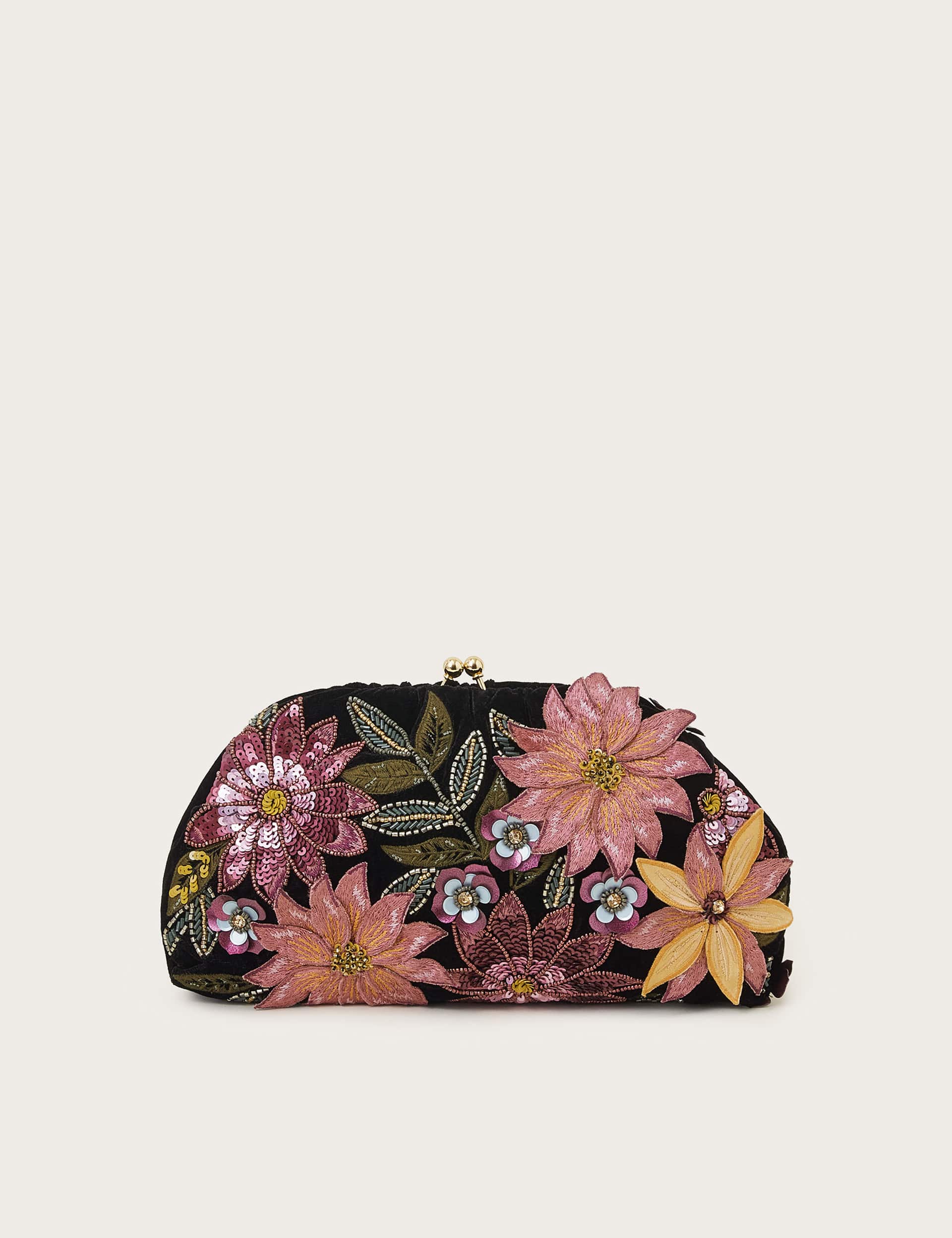 Monsoon Women's Floral Sequin Clutch Bag