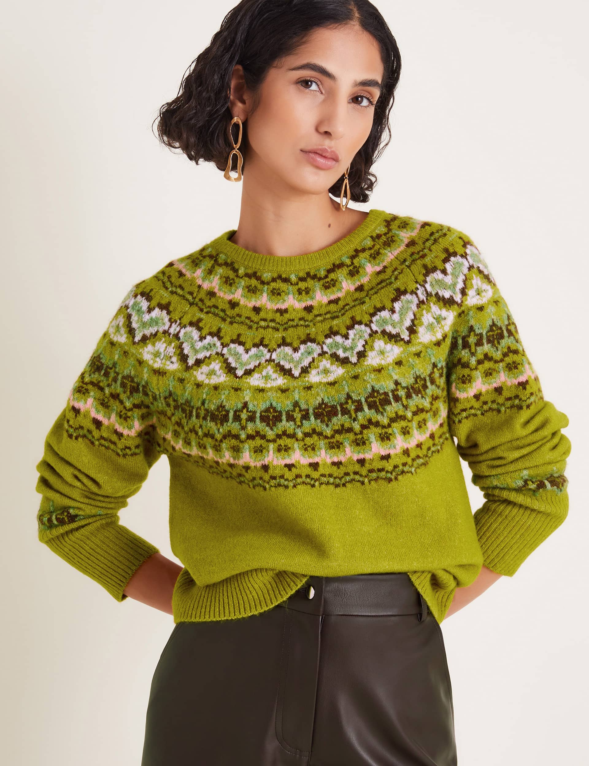 Monsoon Women's Fairisle Crew Neck Jumper