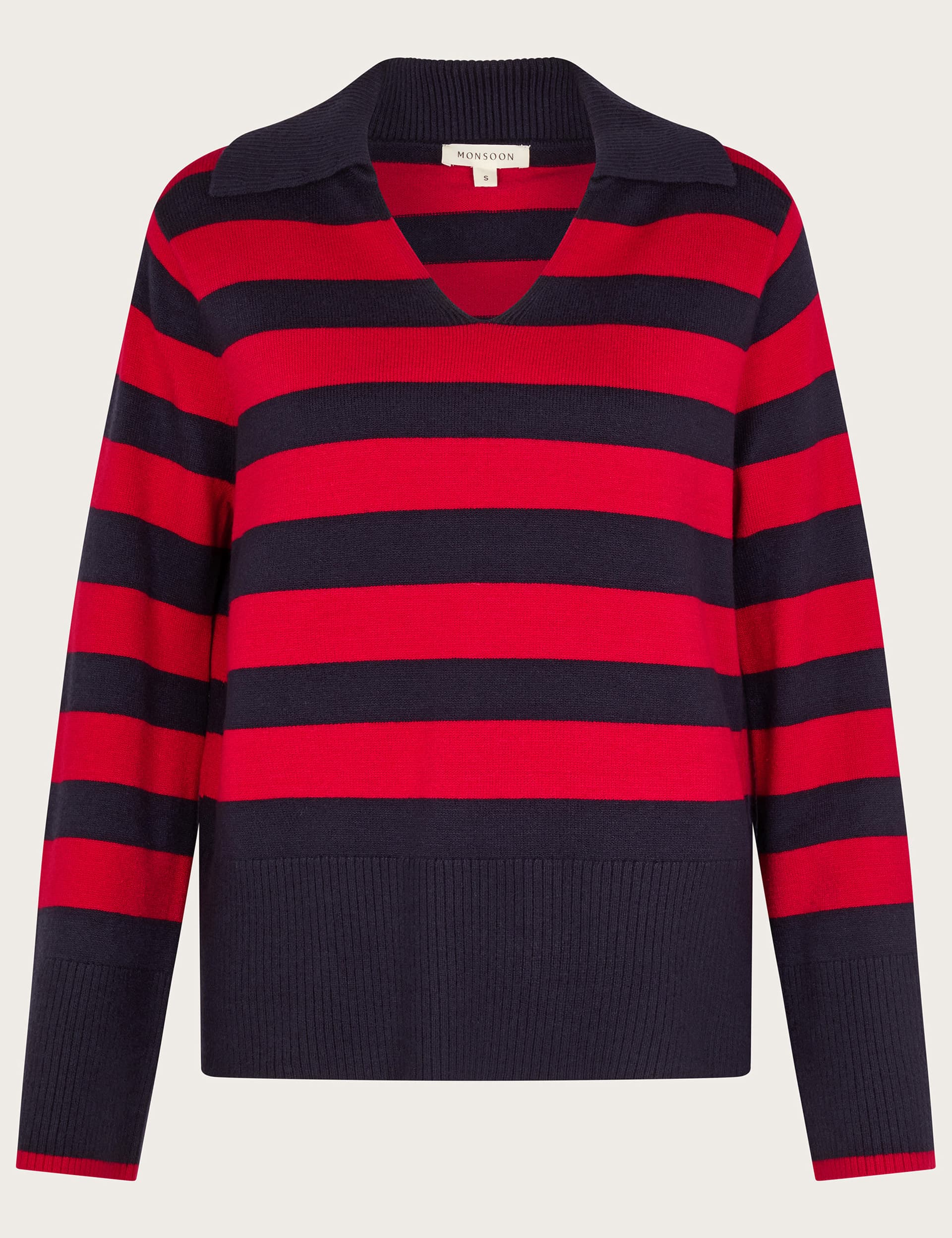 Monsoon Women's Striped Collared Jumper - XXL - Red Mix, Red Mix