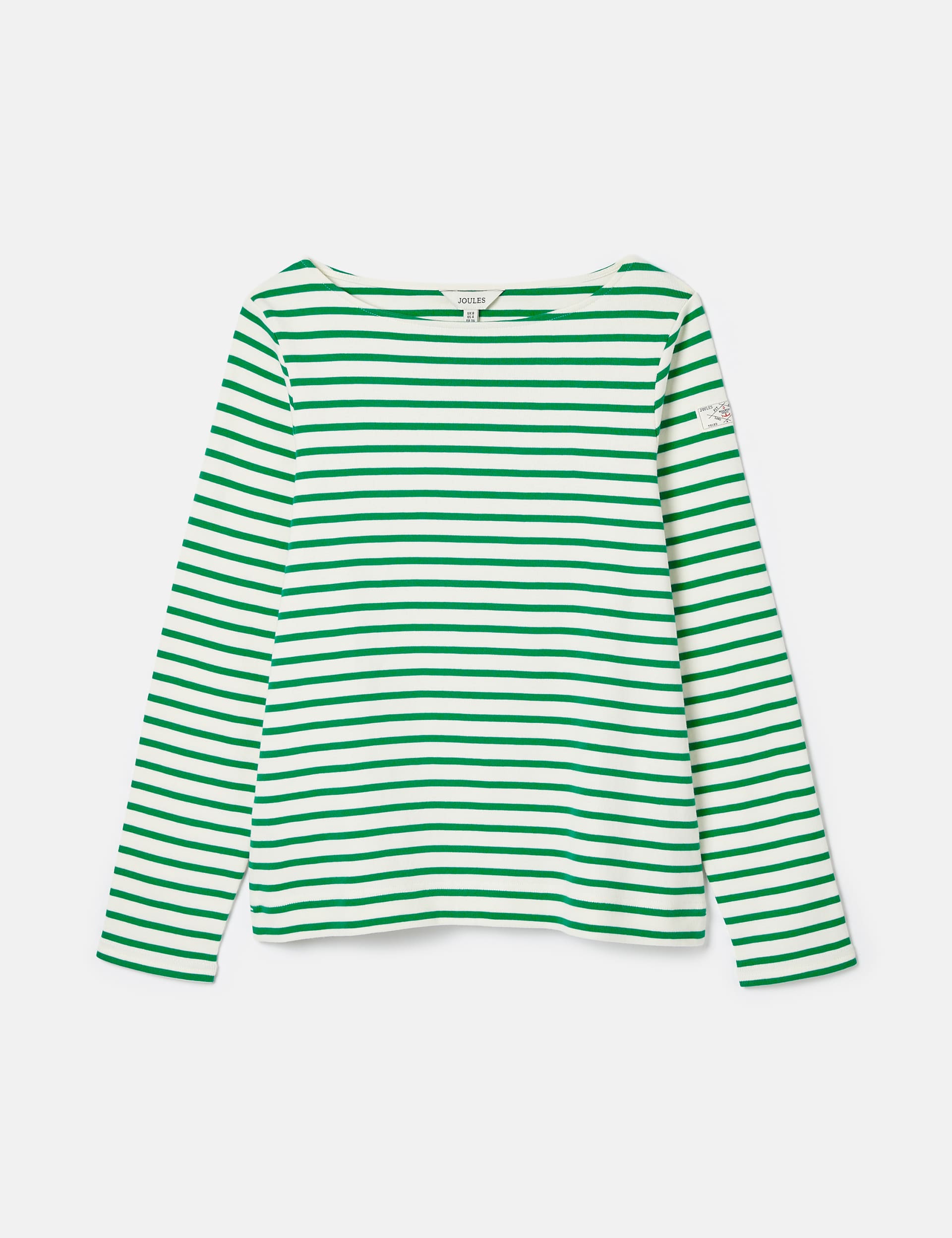 Joules Women's Pure Cotton Striped Slash Neck Top - 18 - Green Mix, Brown Mix,Green Mix,Navy Mix,Blu