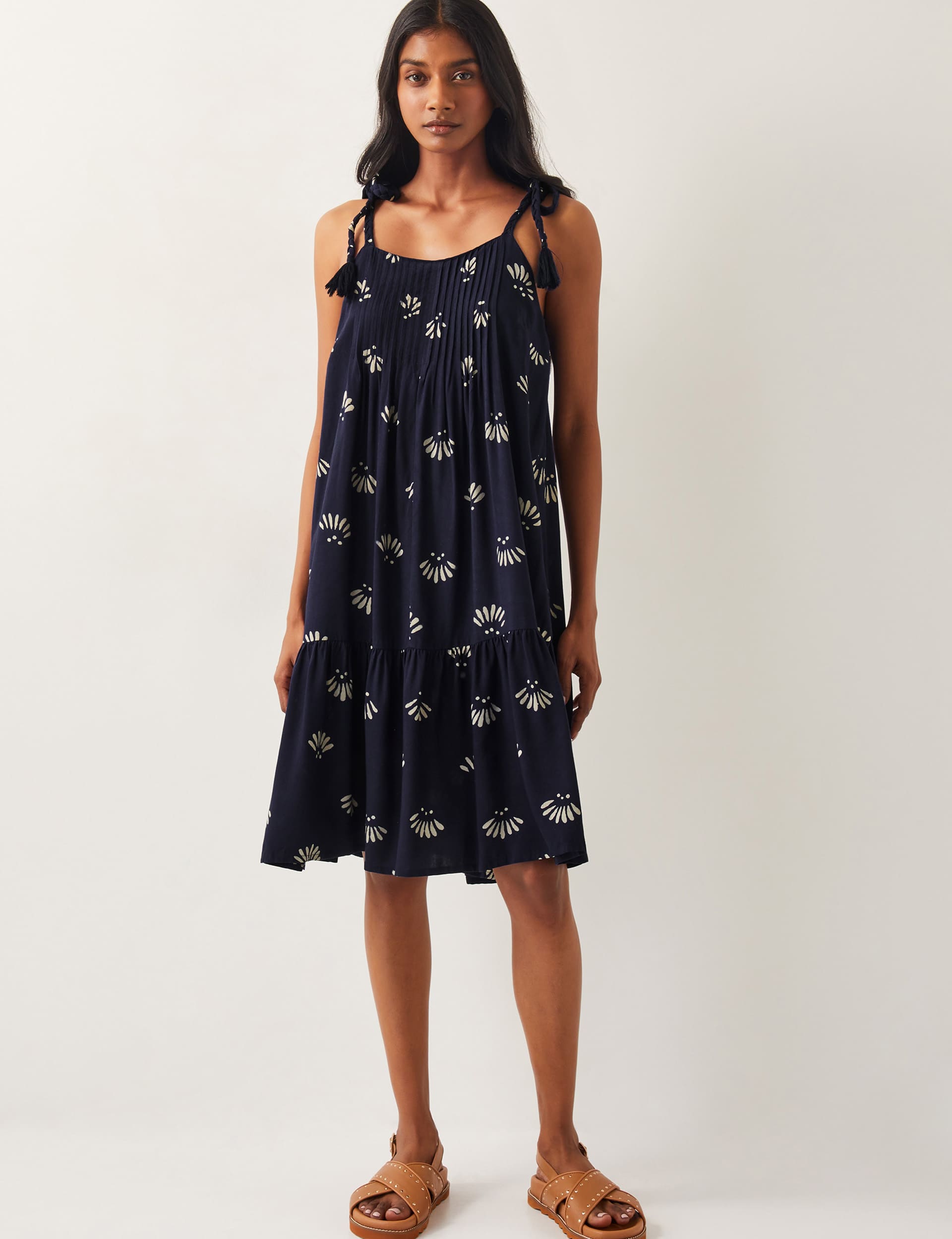 Monsoon Women's Printed Square Neck Strappy Beach Dress - M - Navy Mix, Navy Mix