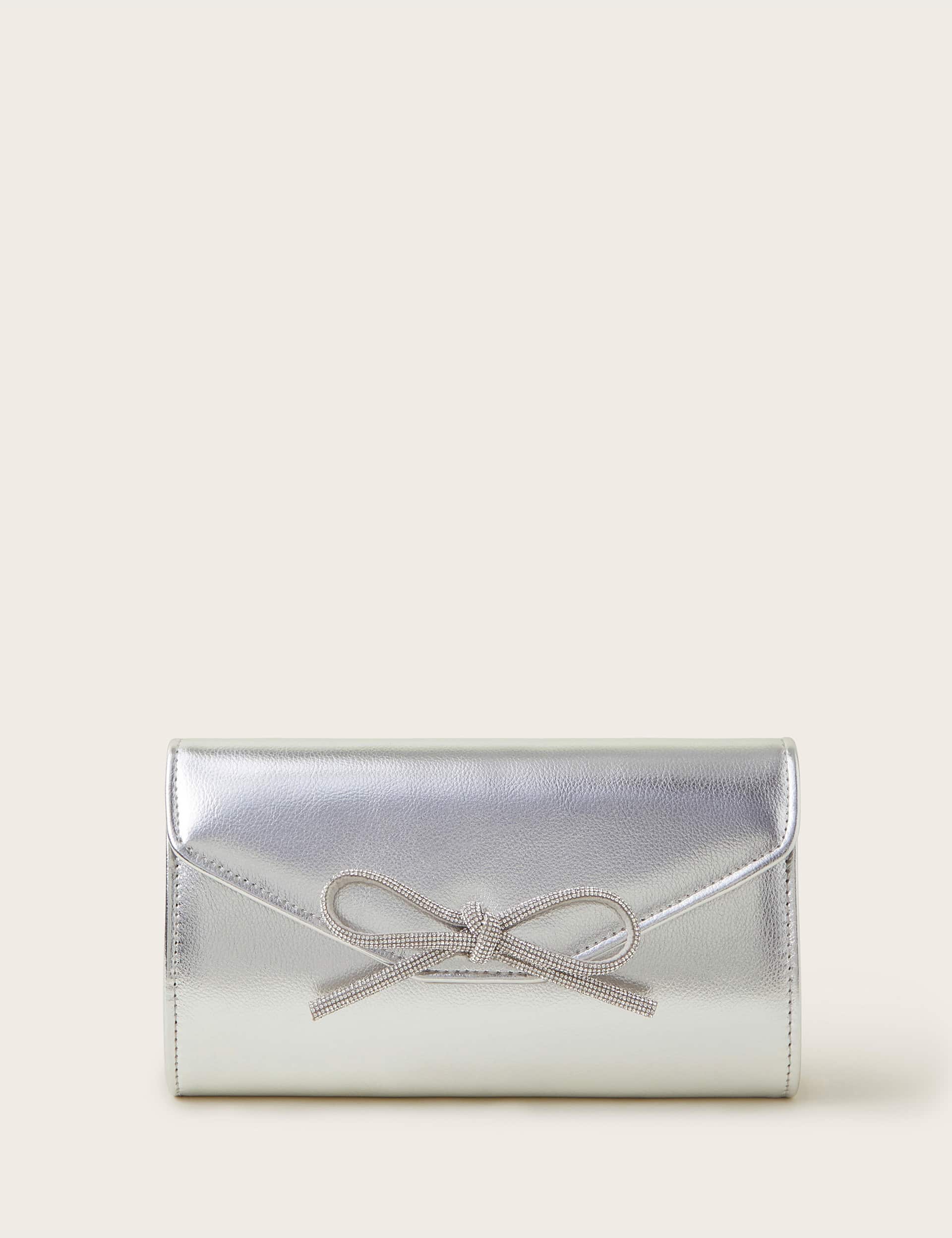 Monsoon Women's Metallic Diamante Bow Clutch Bag