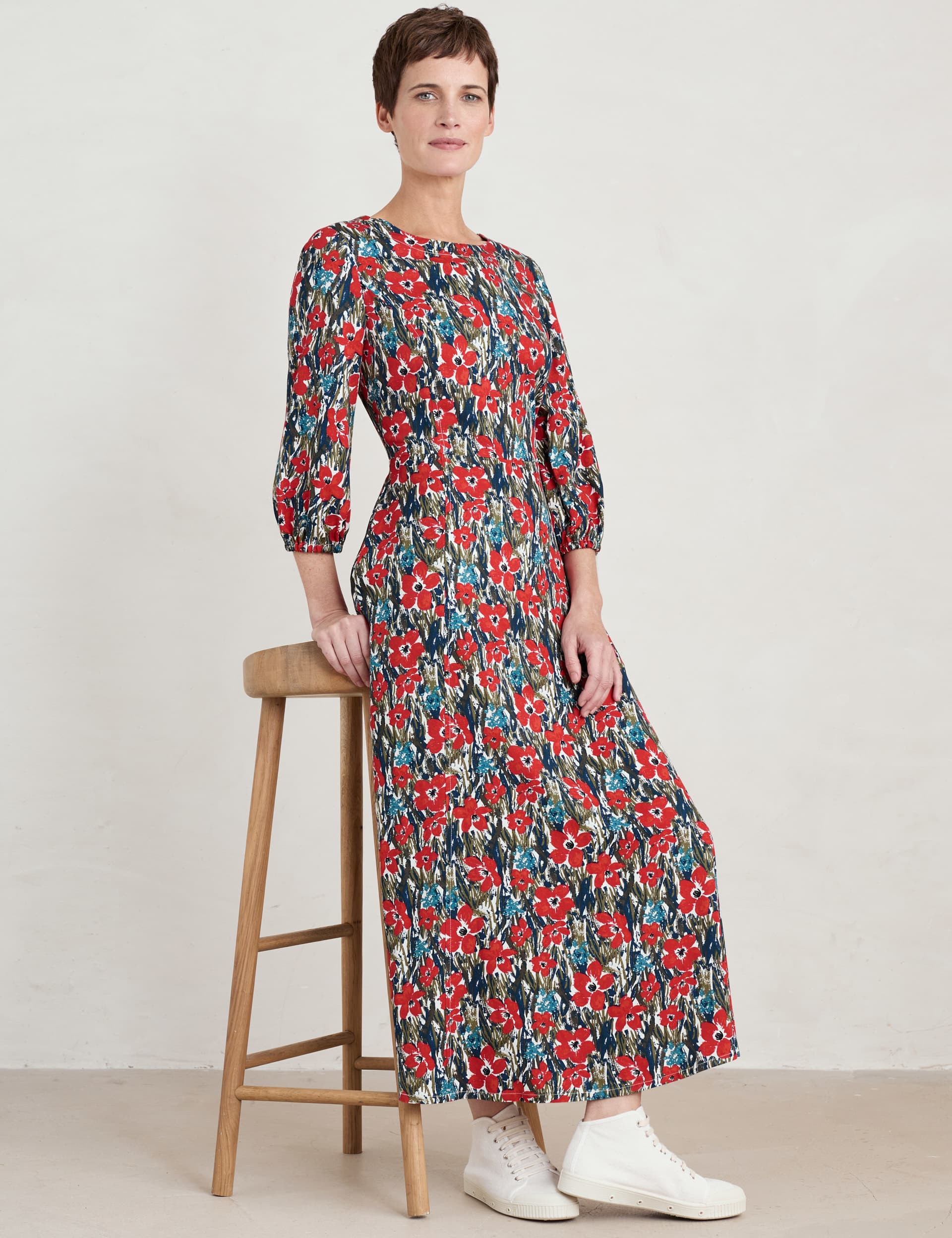 Seasalt Cornwall Women's Floral Crew Neck Maxi Waisted Dress - 14REG - Multi, Multi