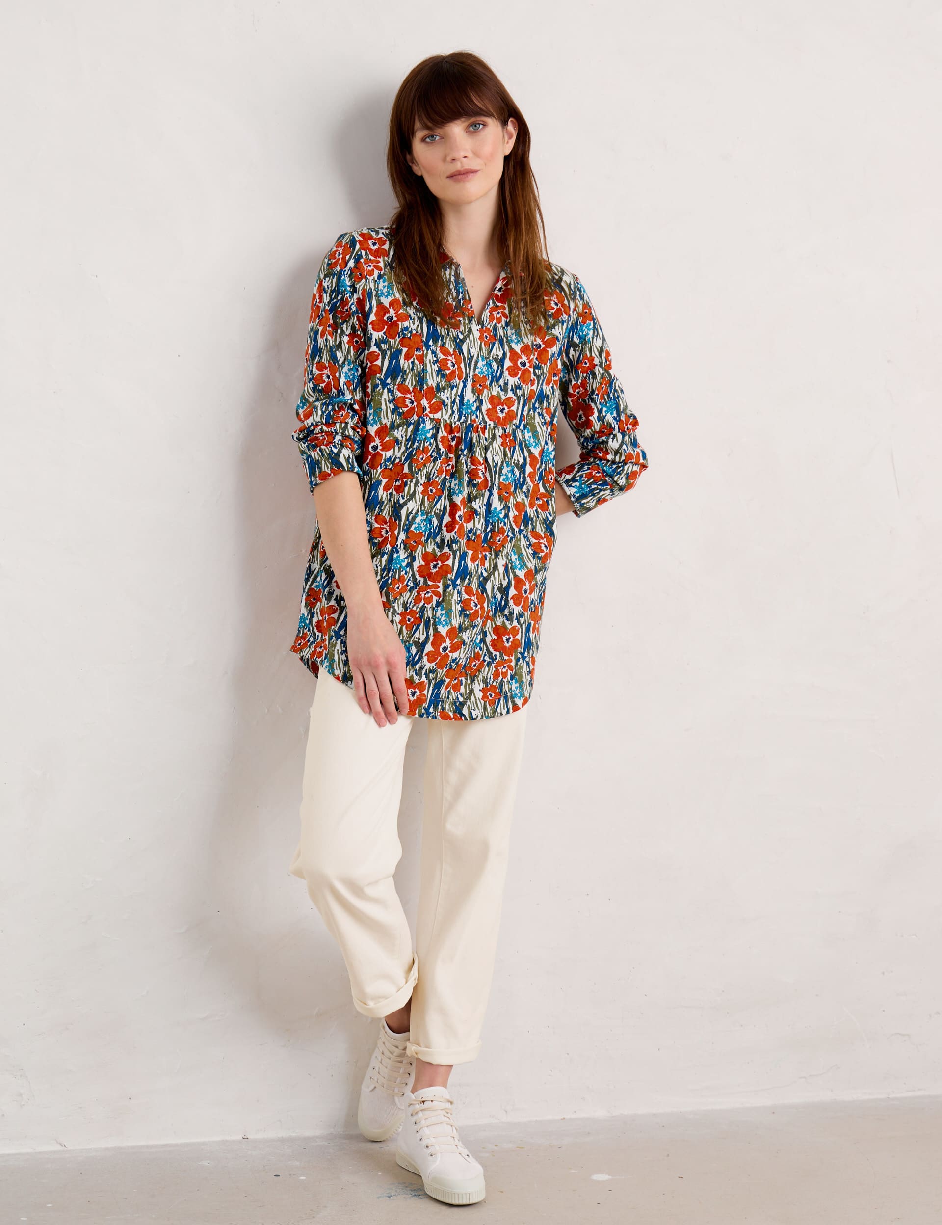 Seasalt Cornwall Women's Organic Cotton Floral Collared Tunic - 8REG - Multi, Multi