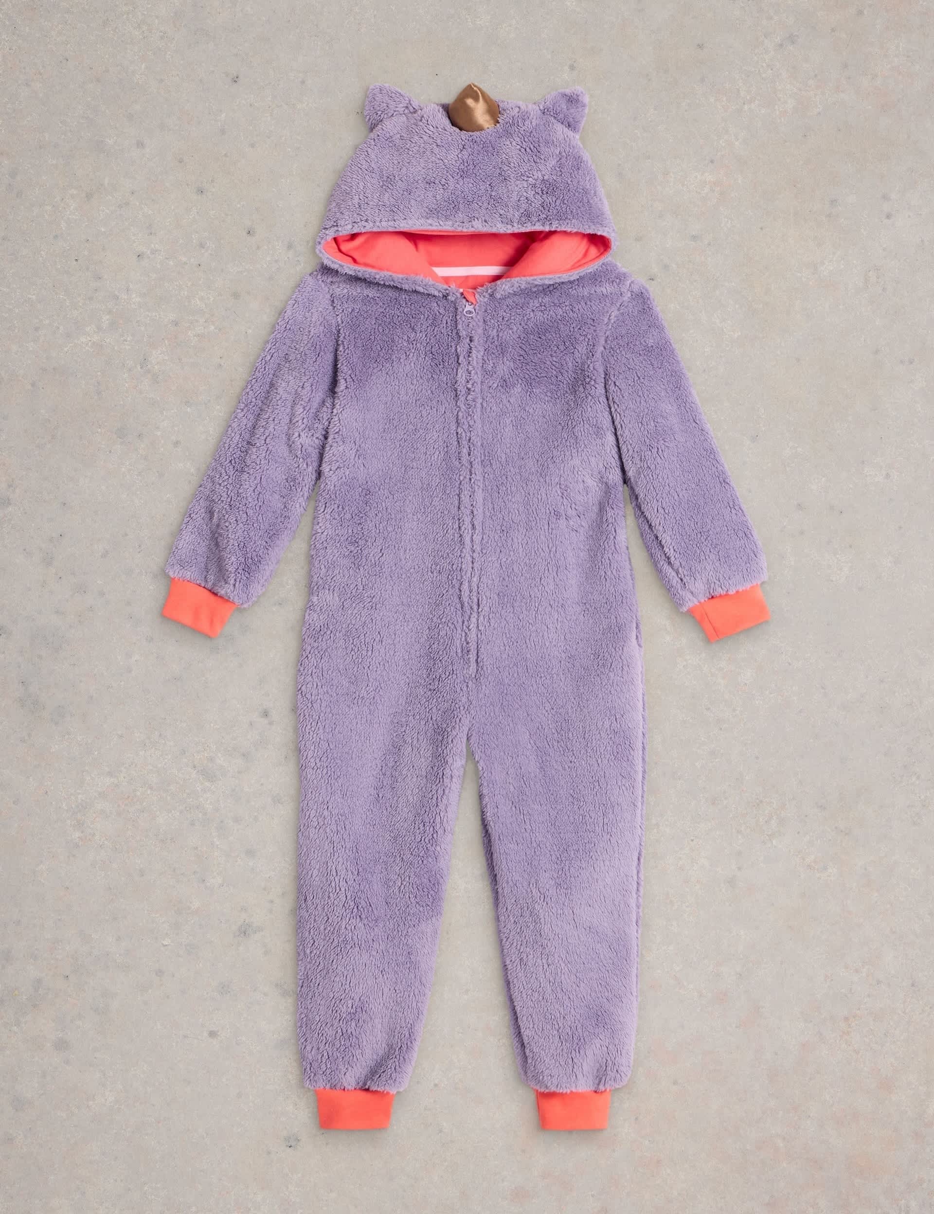 White Stuff Girls Fleece Unicorn Onesie (3 -10 Yrs) - 9-10Y - Purple Mix, Purple Mix