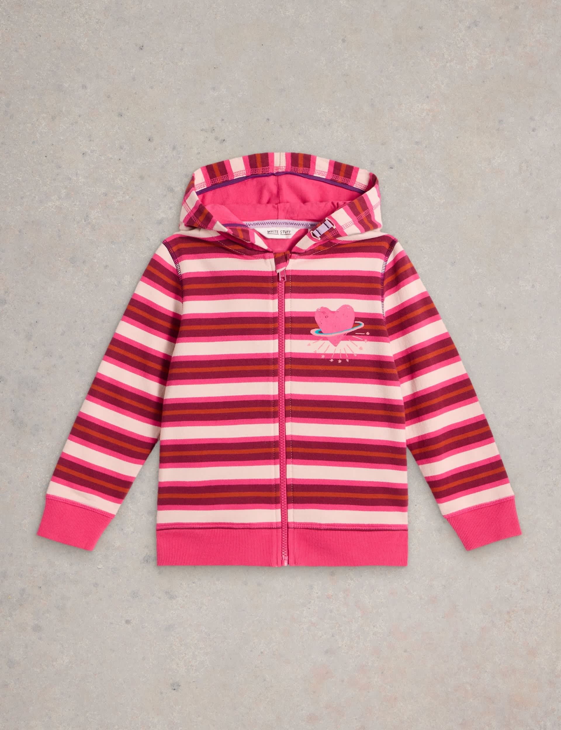 White Stuff Girls Pure Cotton Striped Hoodie (3-10 Yrs)