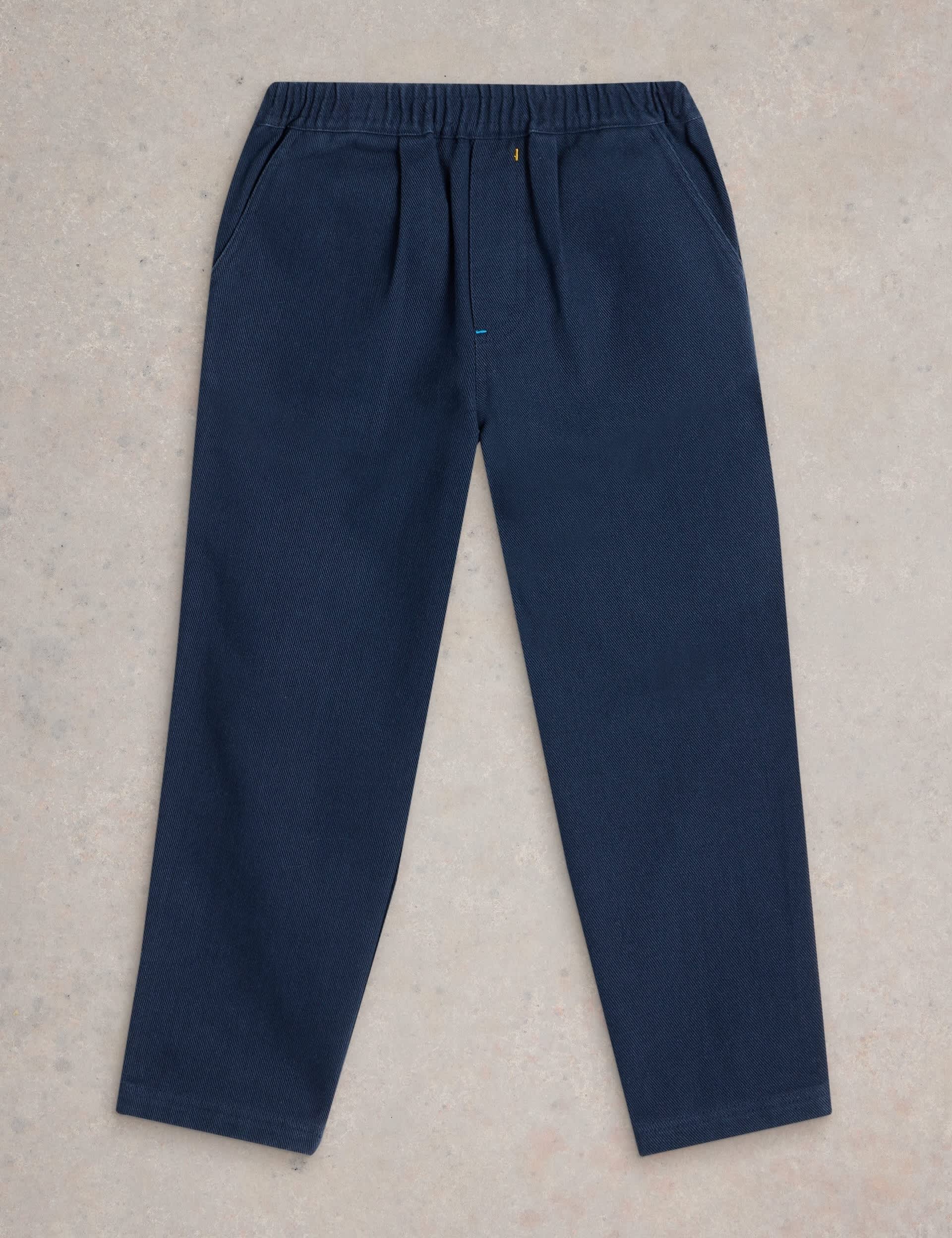 White Stuff Boys Pure Cotton Elasticated Waist Trousers (3-10 Yrs) - 7-8 Y - Navy, Navy,Green