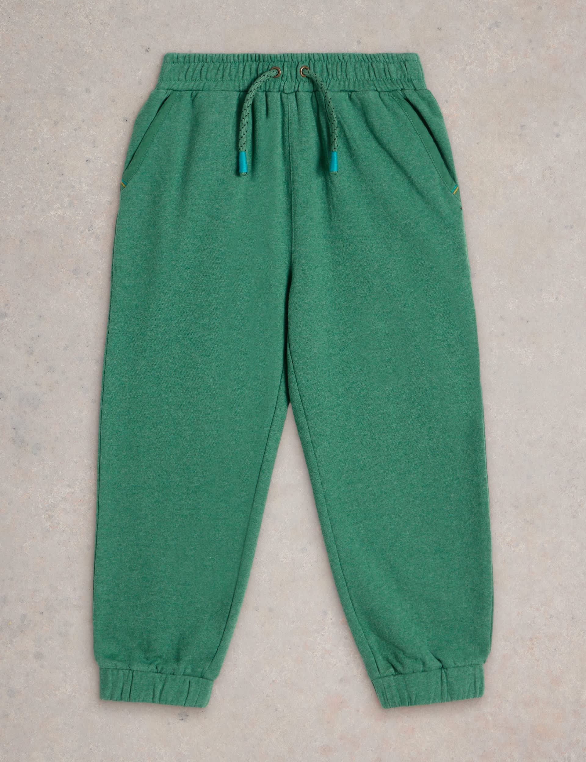 White Stuff Girls Pure Cotton Jersey Joggers (3-10 Yrs) - 7-8 Y - Green, Pink,Green