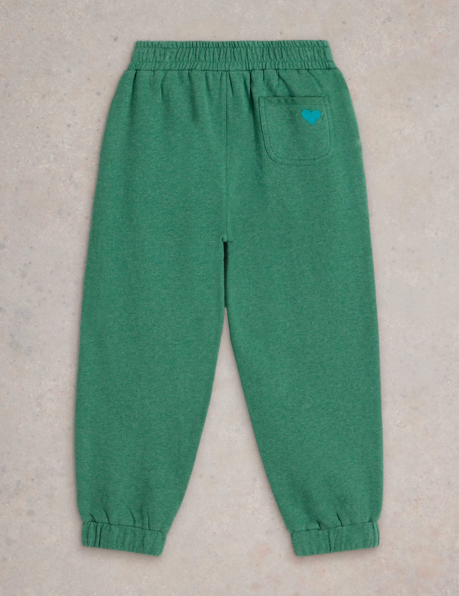 White Stuff Girls Pure Cotton Jersey Joggers (3-10 Yrs) - 7-8 Y - Green, Green