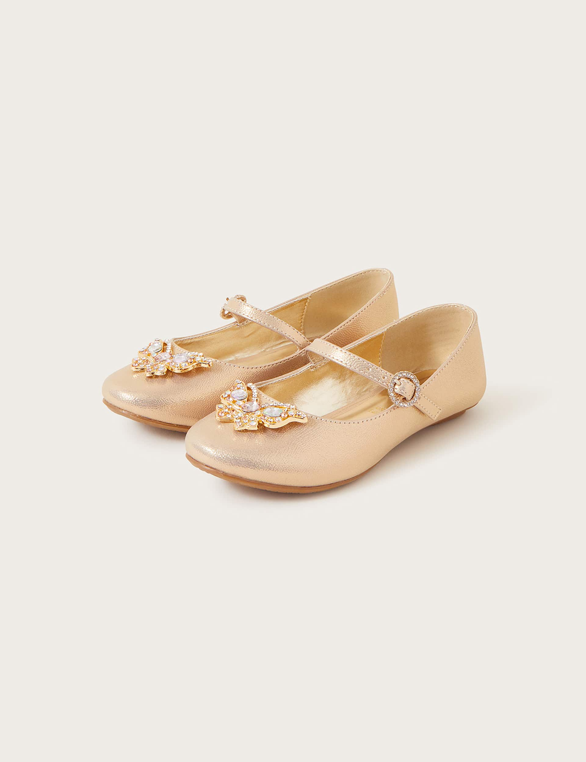 Monsoon Kids Butterfly Ballet Pumps (8 Small-4 Large) - Gold, Gold