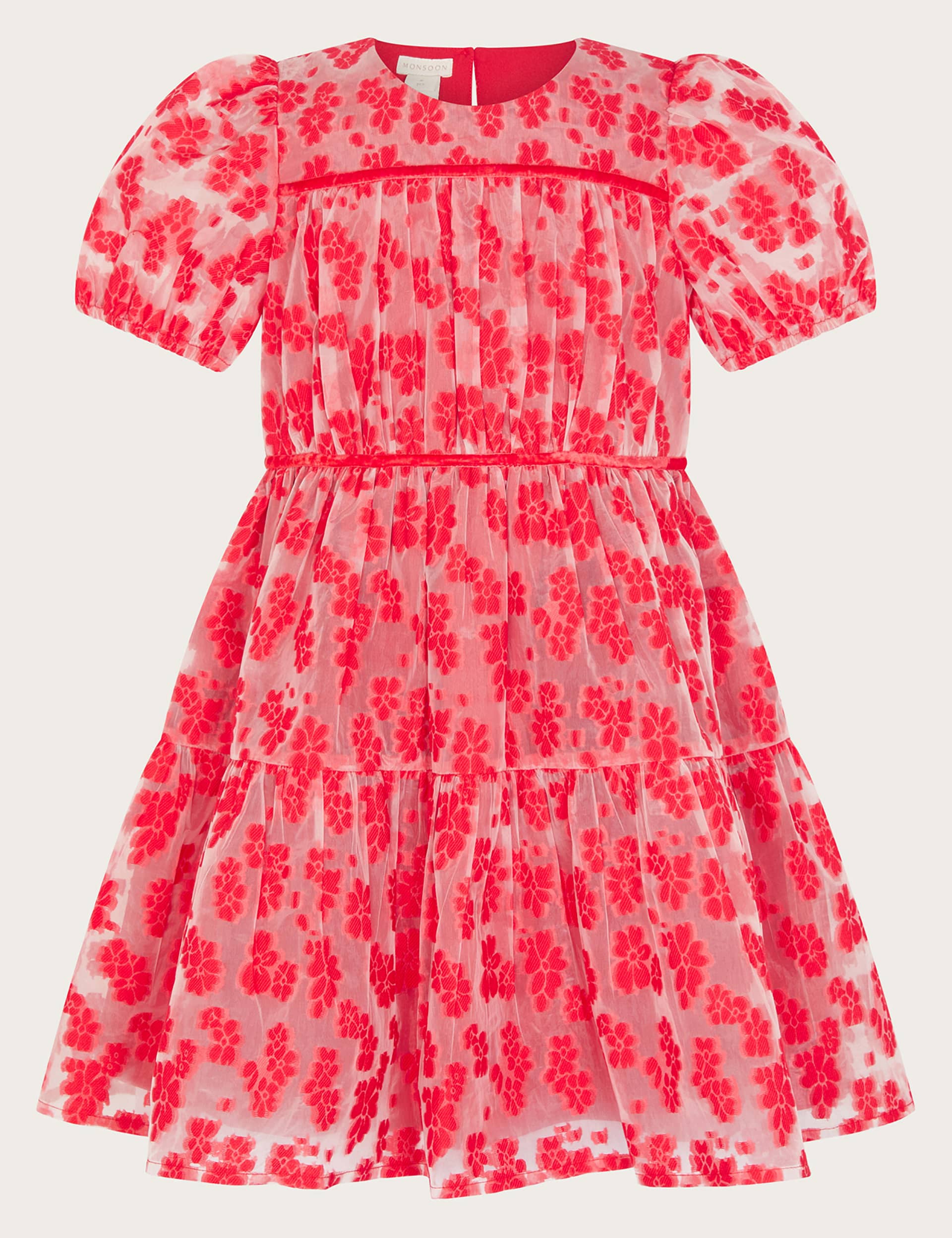 Monsoon Girls Floral Dress (3-11 Yrs) - 7y - Red Mix, Red Mix