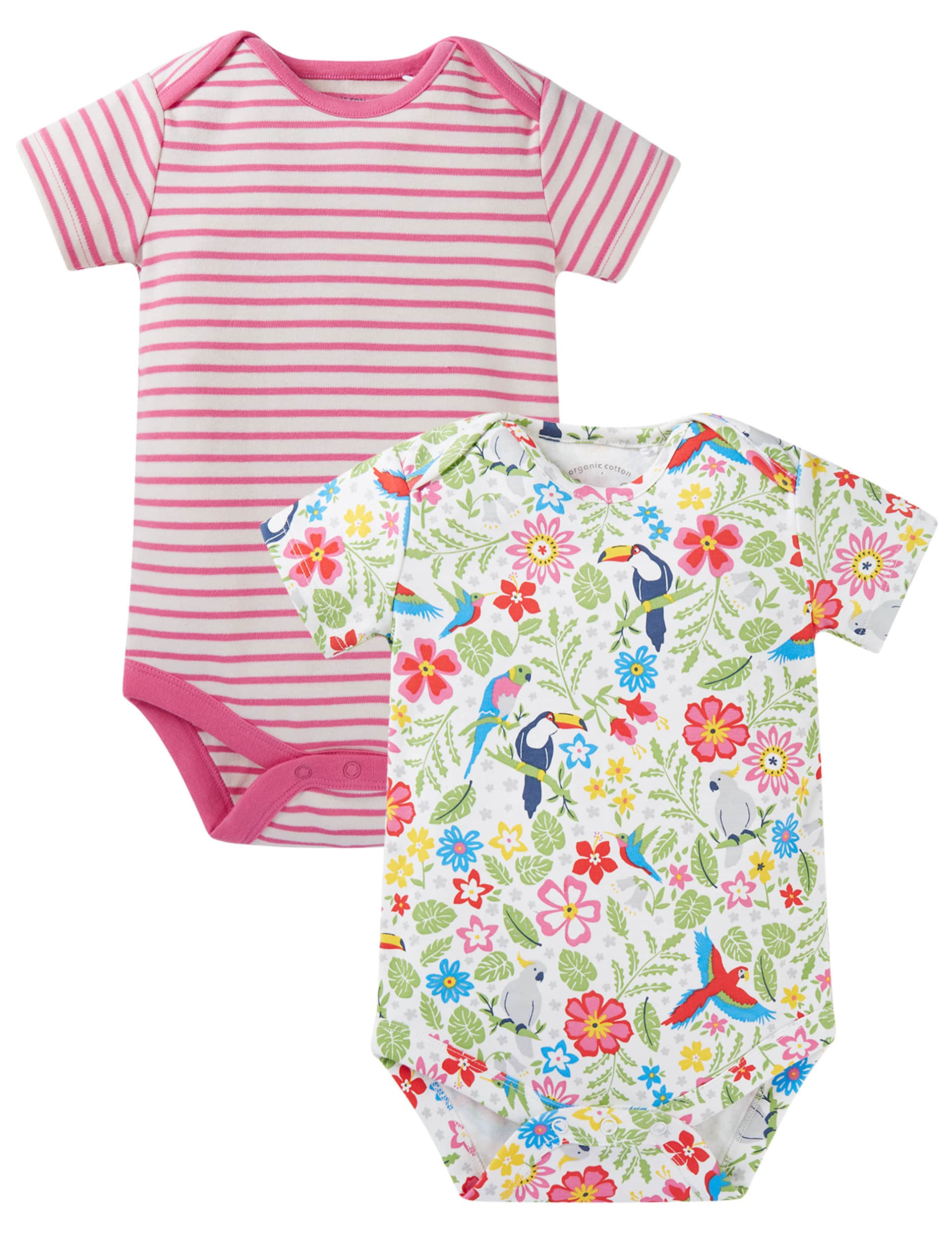 Frugi Girls 2pk Pure Cotton Bodysuits (7lbs-3 Yrs) - NB - White, White