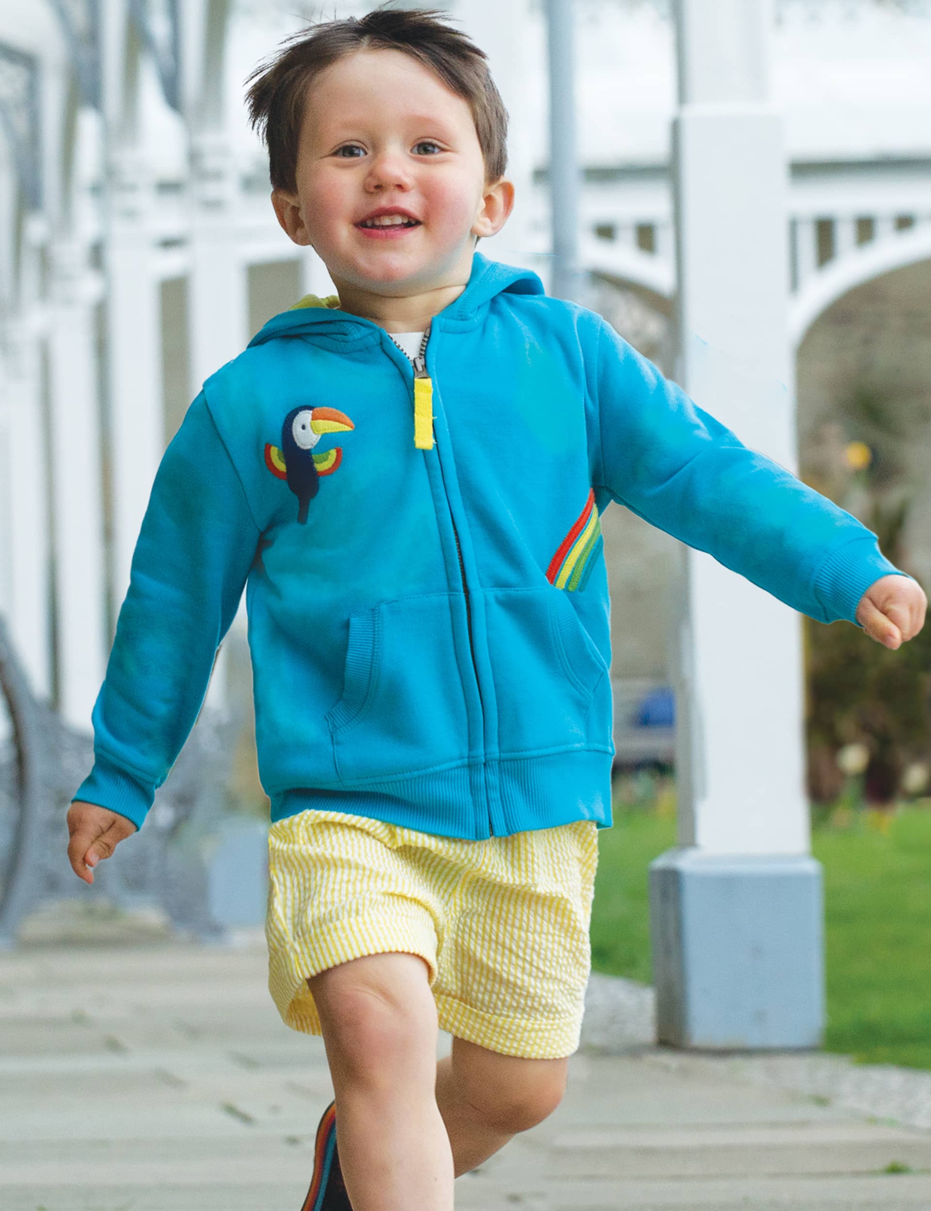 Frugi Boys Organic Cotton Applique Hoodie (0-4 Yrs) - 6-9M - Blue, Blue