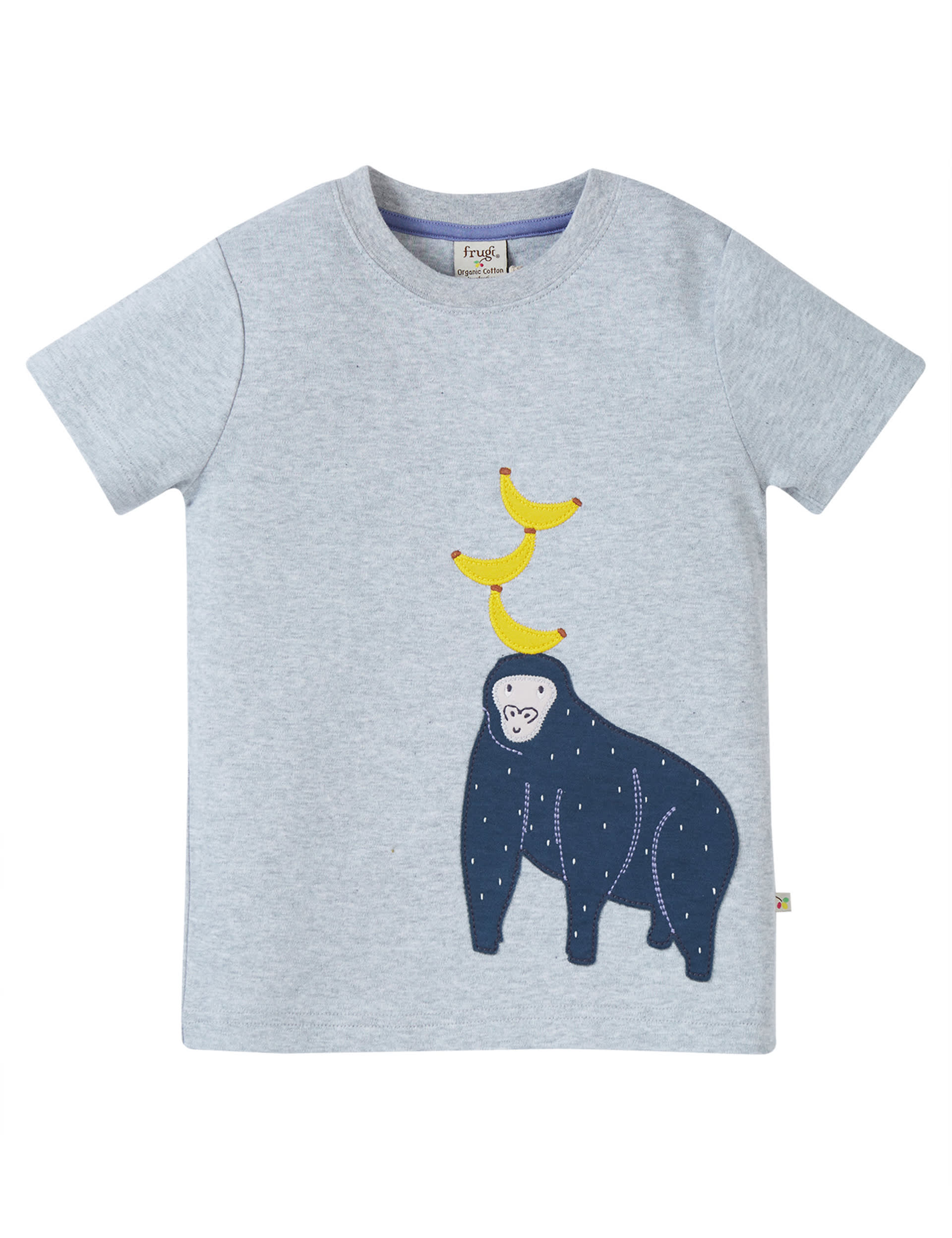 Frugi Boys Organic Cotton Applique T-Shirt (0-5 Yrs) - 3-4 Y - Grey Marl, Grey Marl