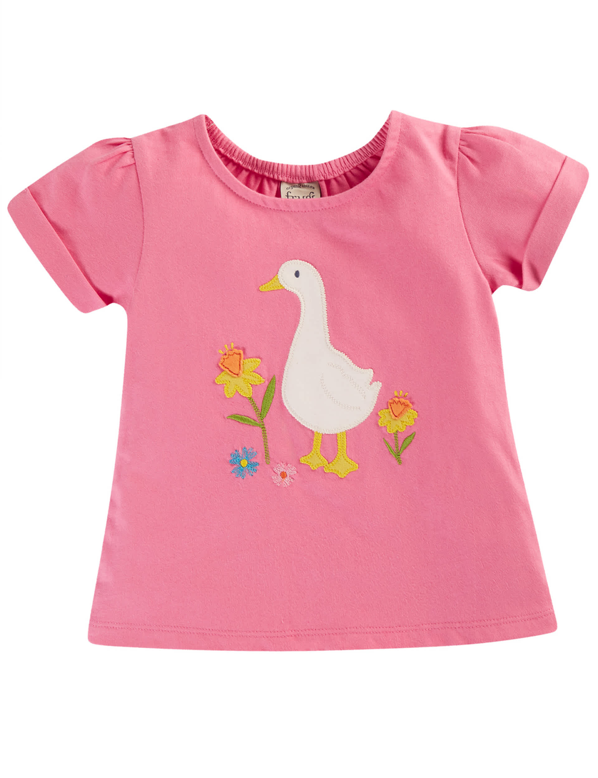 Frugi Girls Organic Cotton Animal T-Shirt (0-4 Yrs) - 0-3 M - Pink, Pink