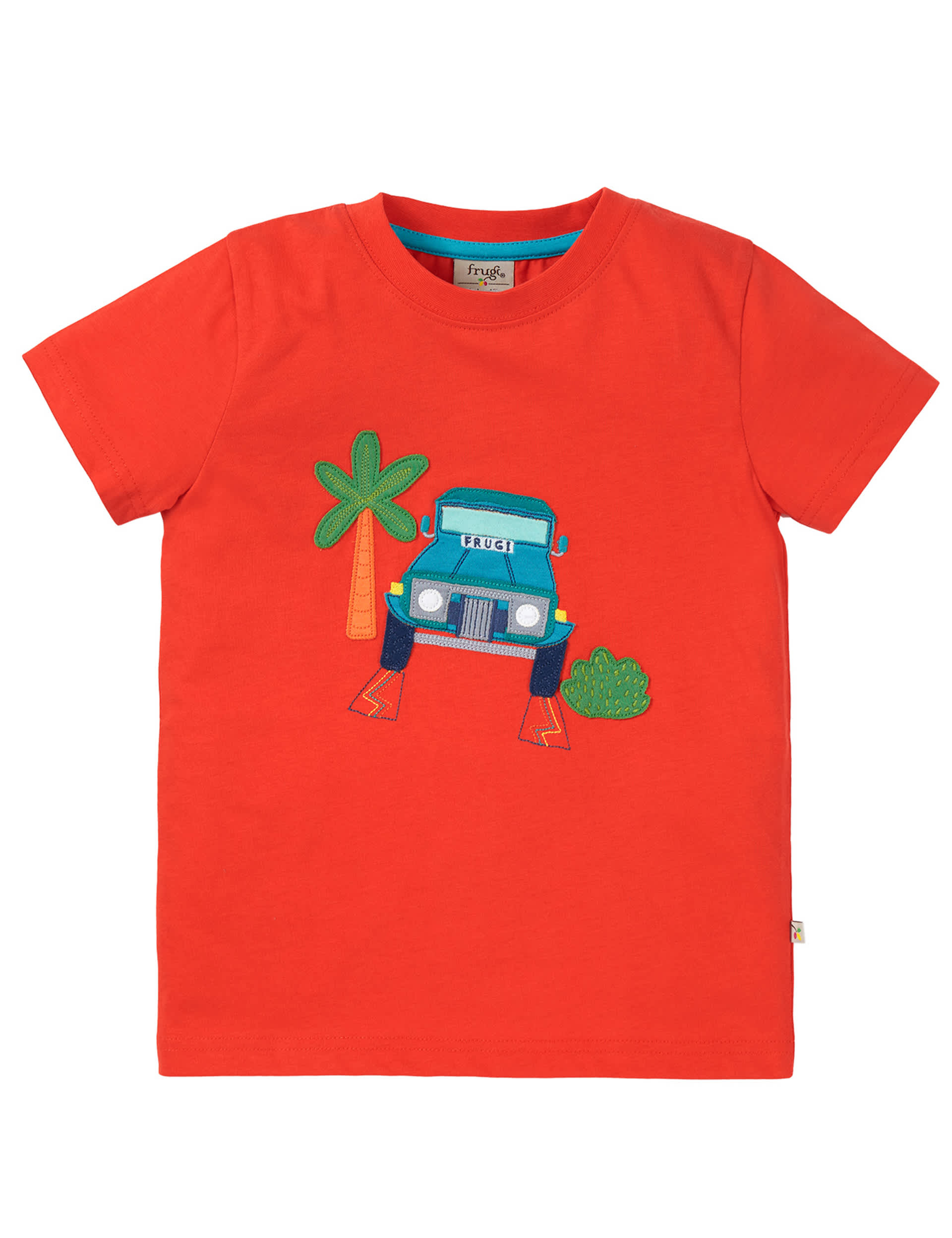 Frugi Boys Organic Cotton Jeep Appliqu T-Shirt (2-10 Yrs) - 6-7 Y - Orange, Orange