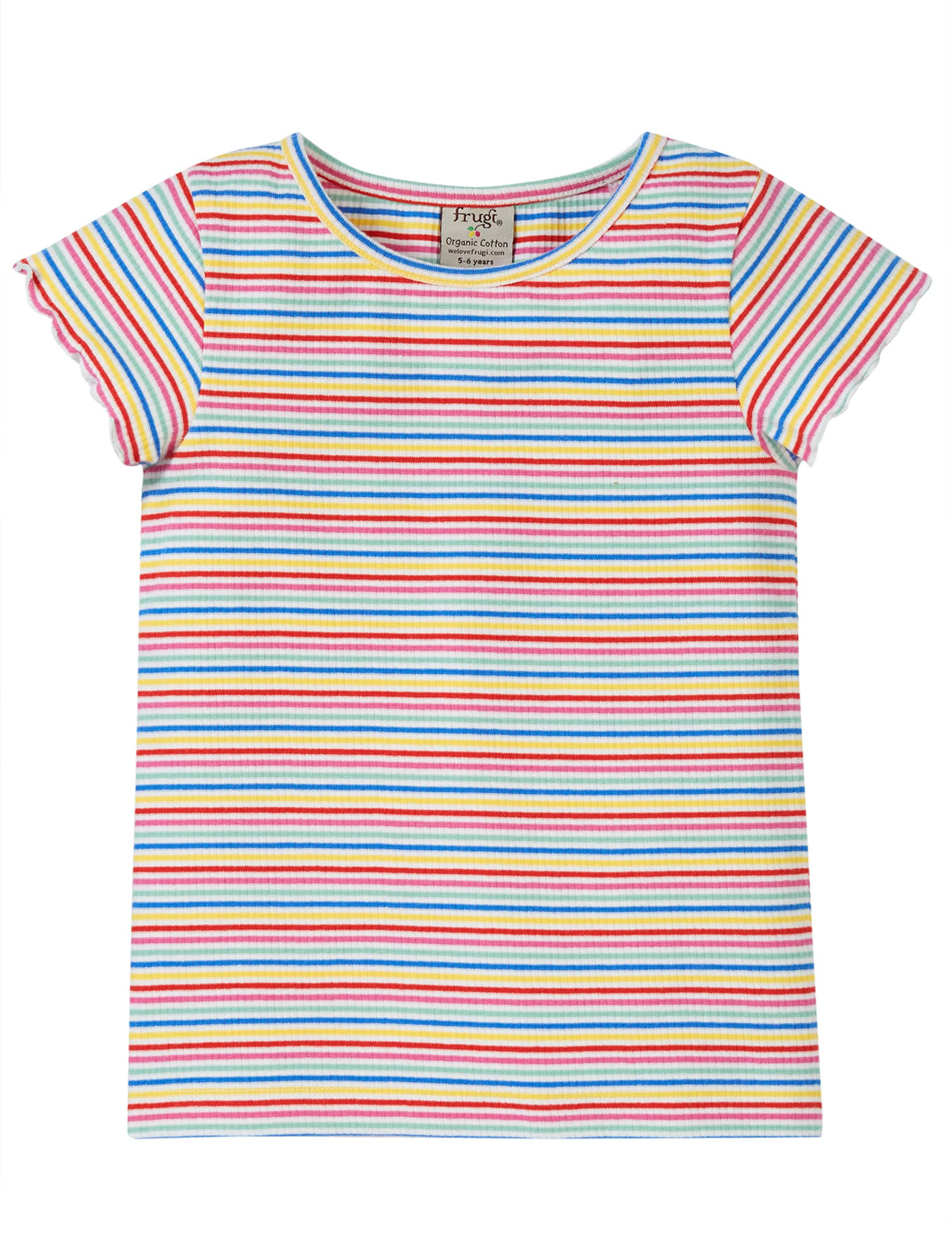 Frugi Girls Cotton Striped T-Shirt (2-10 Yrs) - 3-4 Y - Multi, Multi