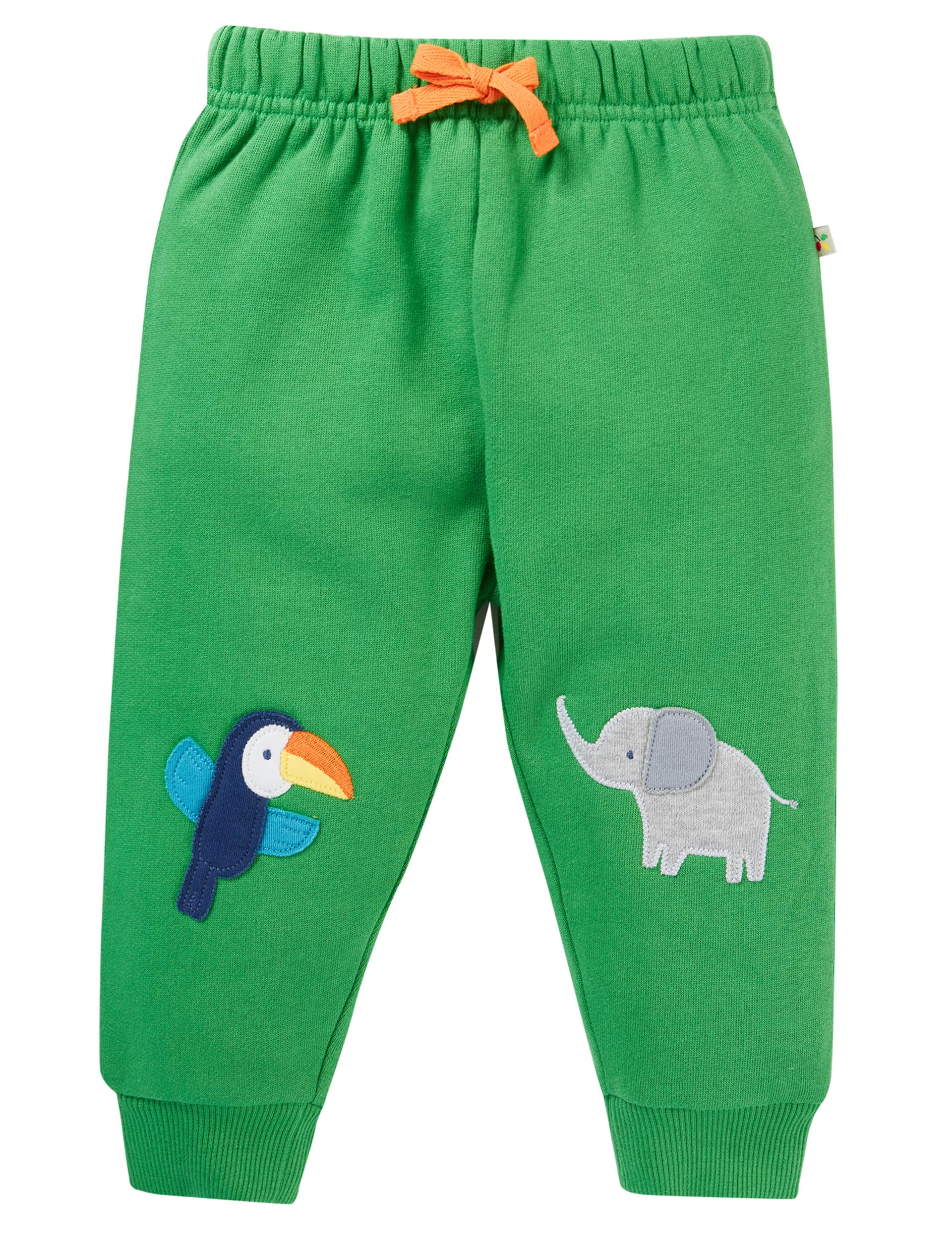 Frugi Organic Cotton Embroidered Joggers (0-4 Yrs) - 3-6M - Green, Green