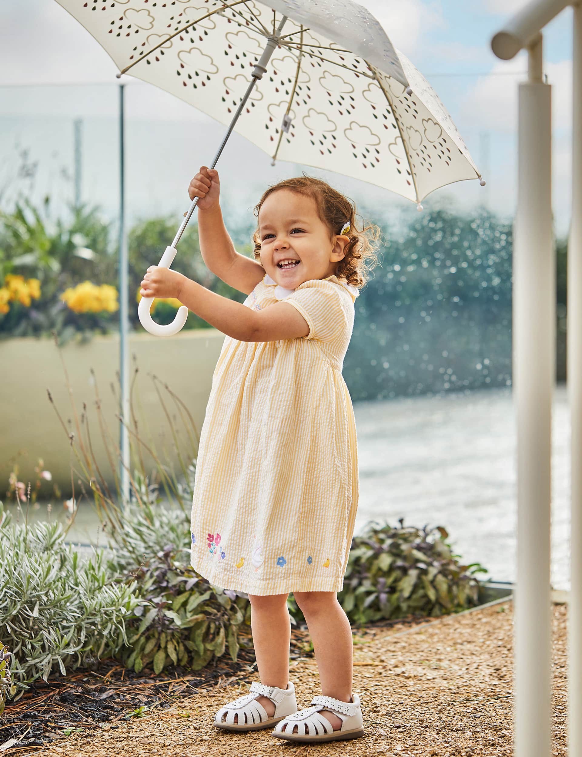 Jojo Maman Bebe Girls Pure Cotton Striped Embroidered Dress (0-5 Yrs)