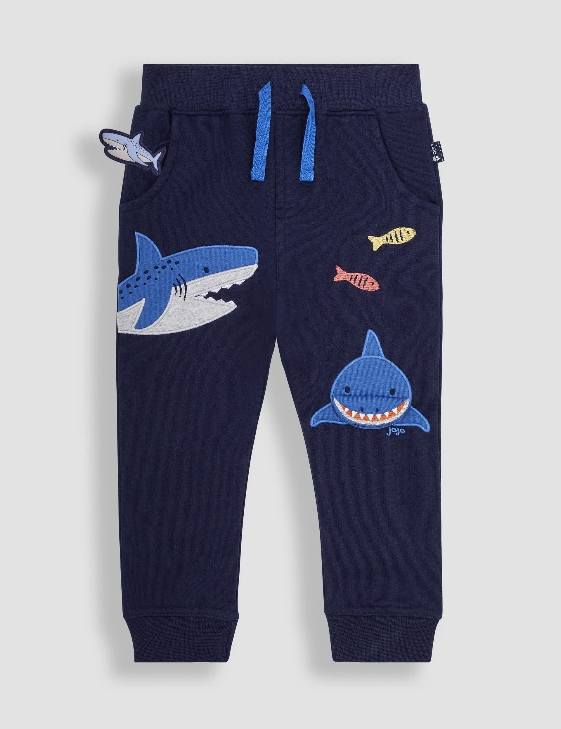 Jojo Maman Bb Boys Pure Cotton Shark Joggers (6 Mths-5 Yrs) - 12-18 - Navy Mix, Navy Mix