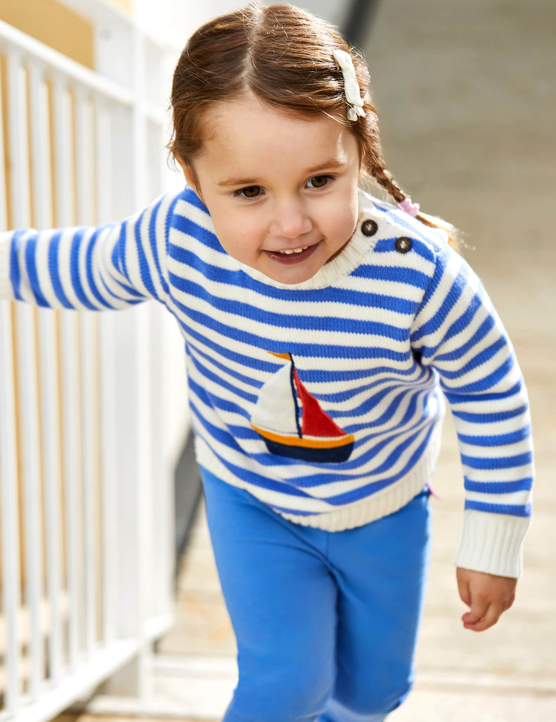 Jojo Maman Bb Boys Pure Cotton Striped Boat Jumper (6 Mths-5 Yrs) - 6-12M - Blue Mix, Blue Mix