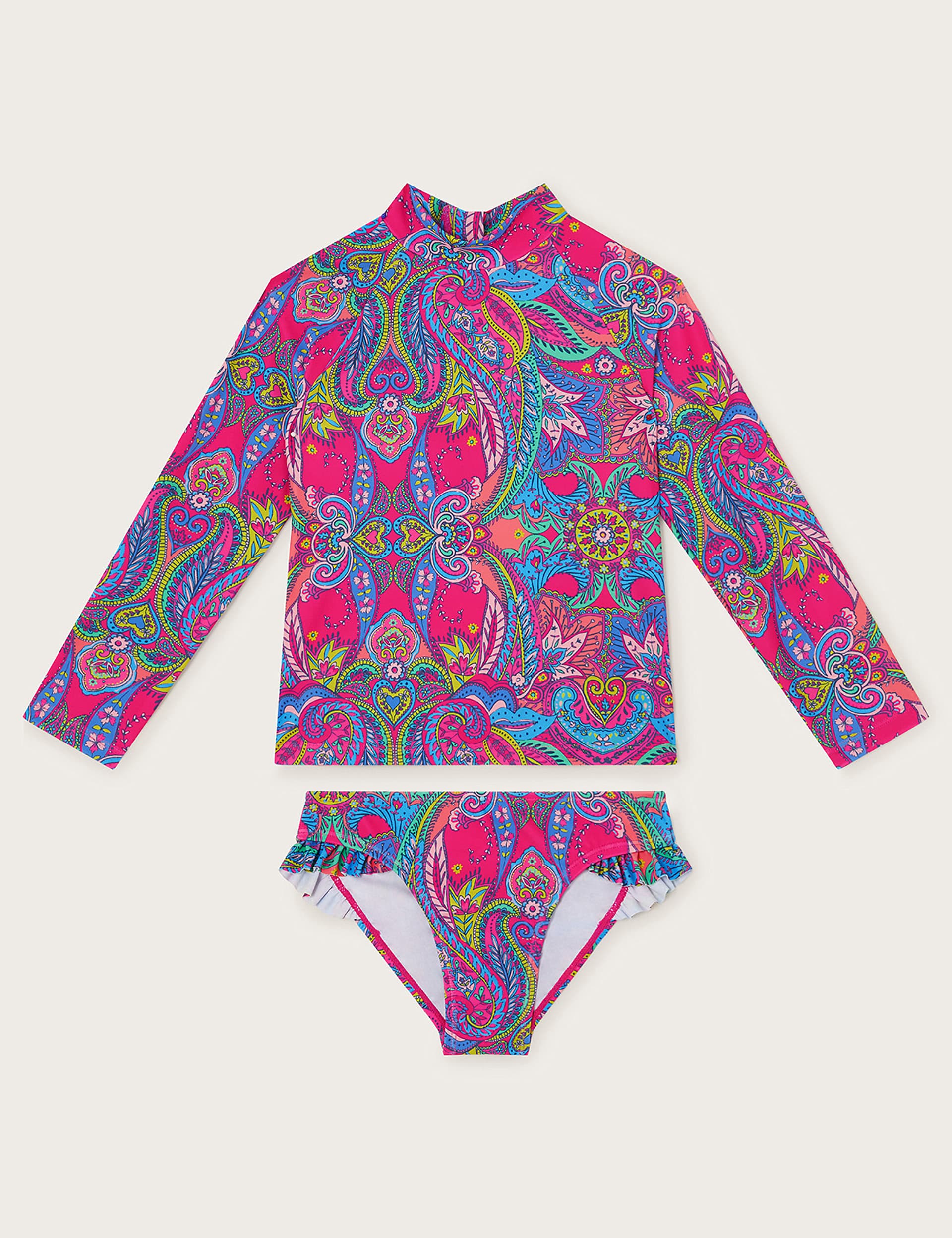 Monsoon Girls Paisley Frill Swim Set (3-13 Yrs) - 11-12 - Pink, Pink