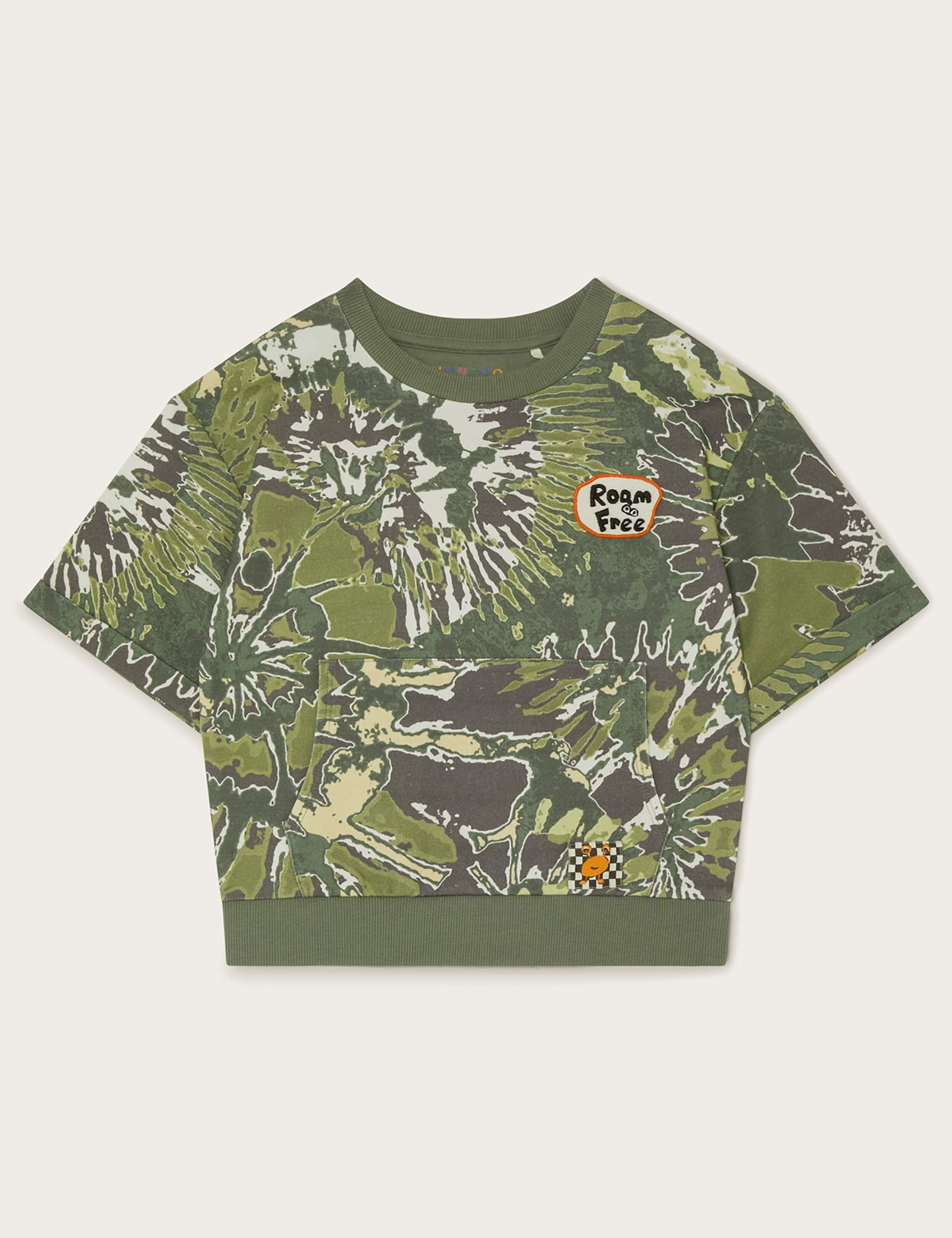 Monsoon Boys Pure Cotton Camouflage Tie Dye Sweatshirt (3-13 Yrs) - 5-6 Y - Khaki Mix, Khaki Mix