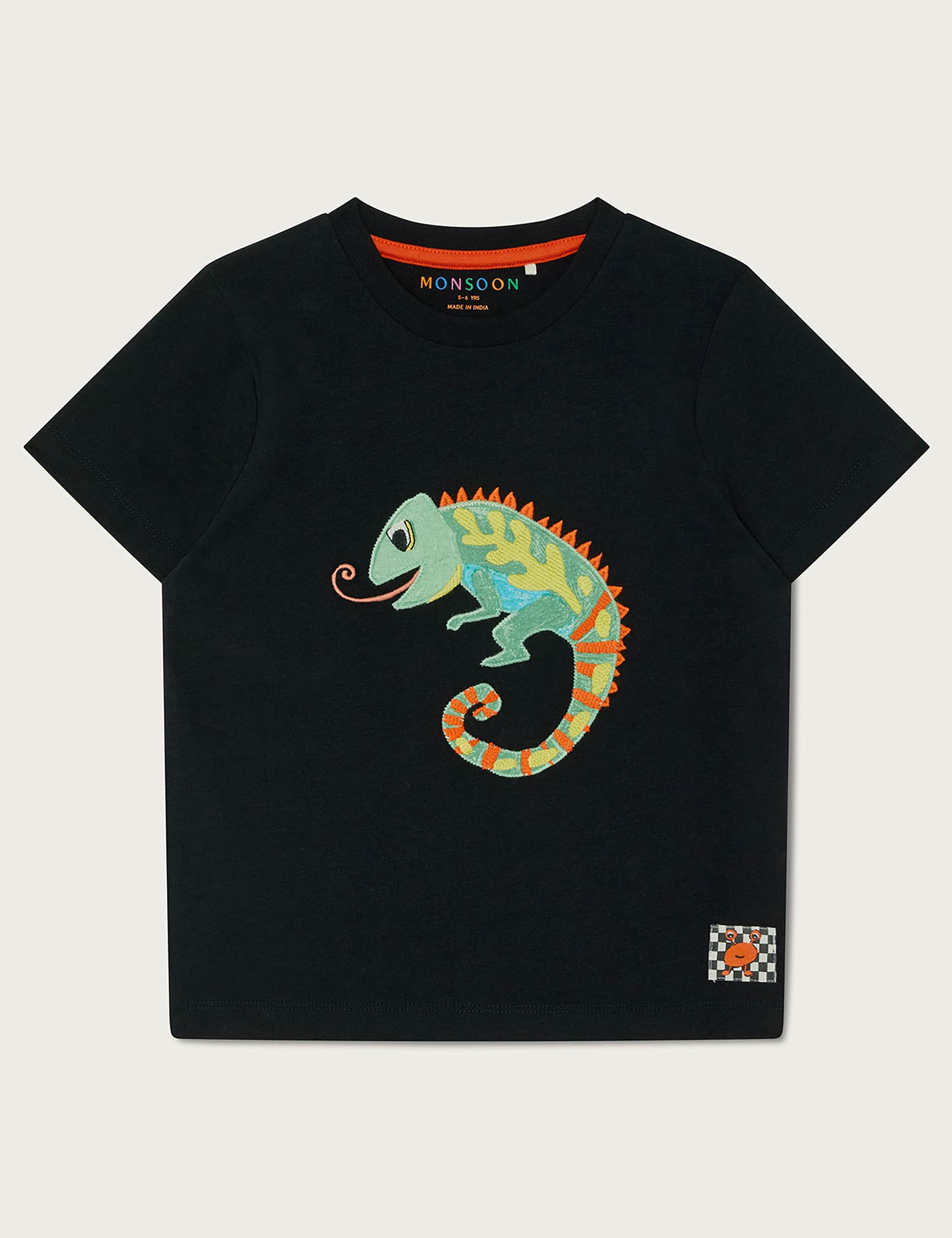 Monsoon Boys Pure Cotton Gecko T-Shirt (3-13 Yrs) - 3-4 Y - Black Mix, Black Mix