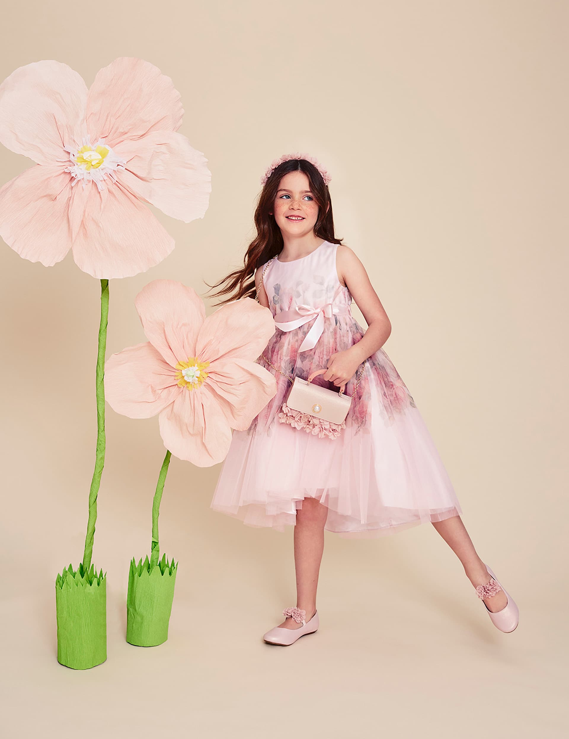 Monsoon Girls Floral Dress (3-15 Yrs) - 7y - Pink Mix, Pink Mix