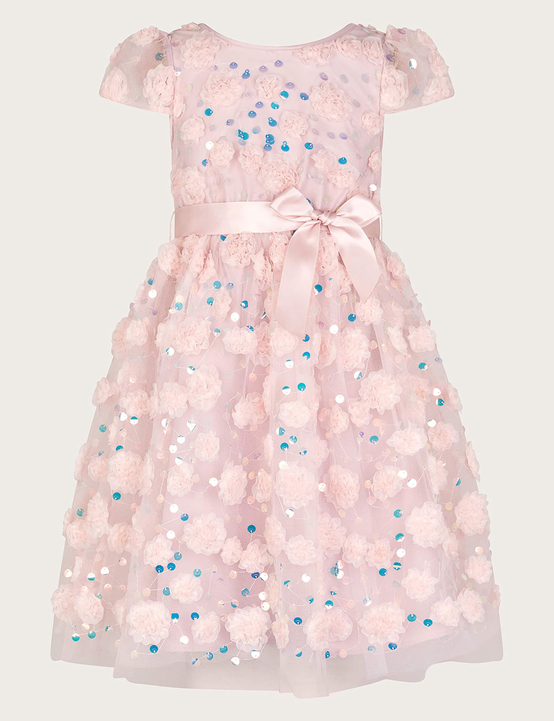 Monsoon Girls Sequin Tulle Occasion Dress (2-15 Yrs) - 8y - Pink, Pink