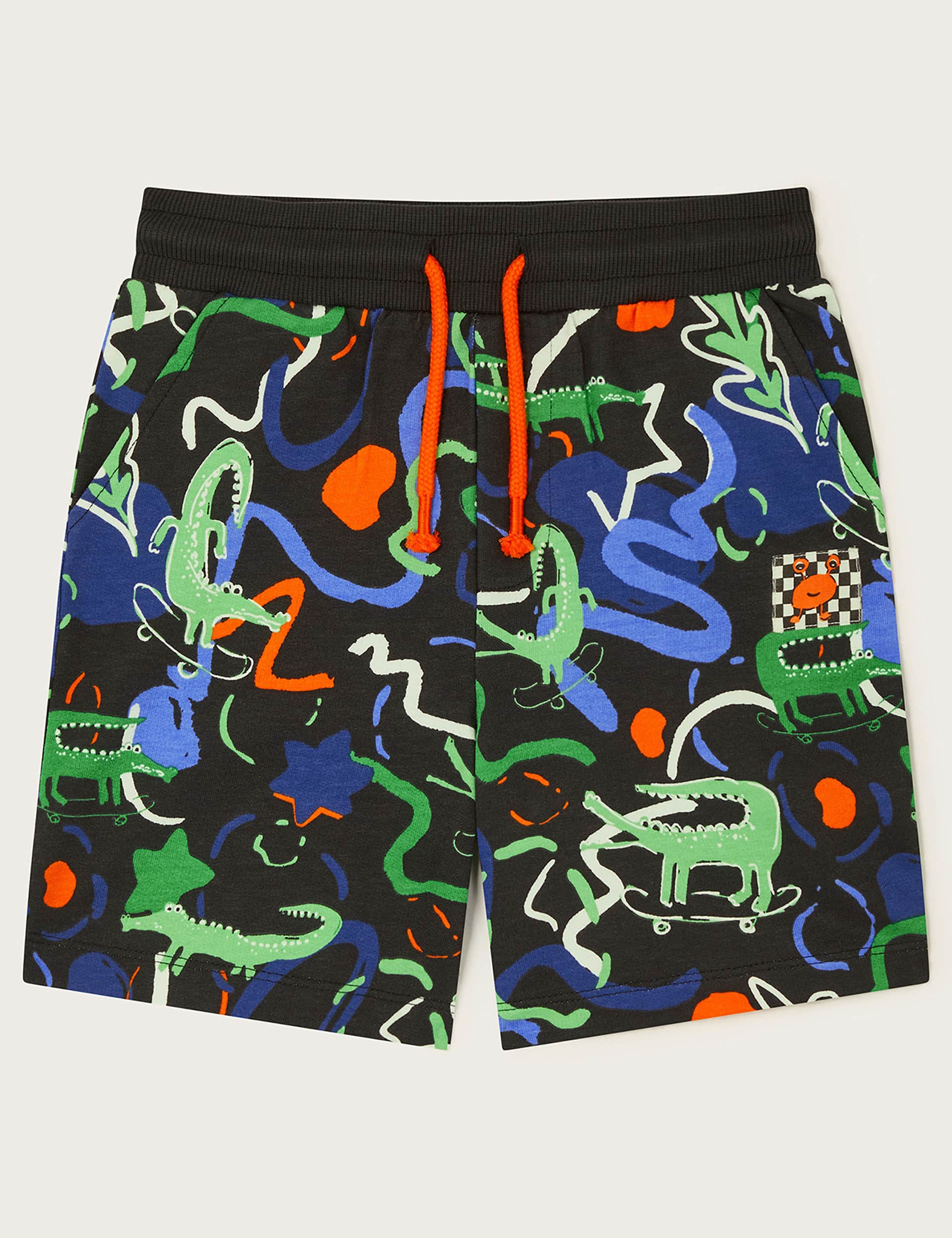 Monsoon Boys Pure Cotton Printed Shorts (3-13 Yrs) - 7-8 Y - Black Mix, Black Mix