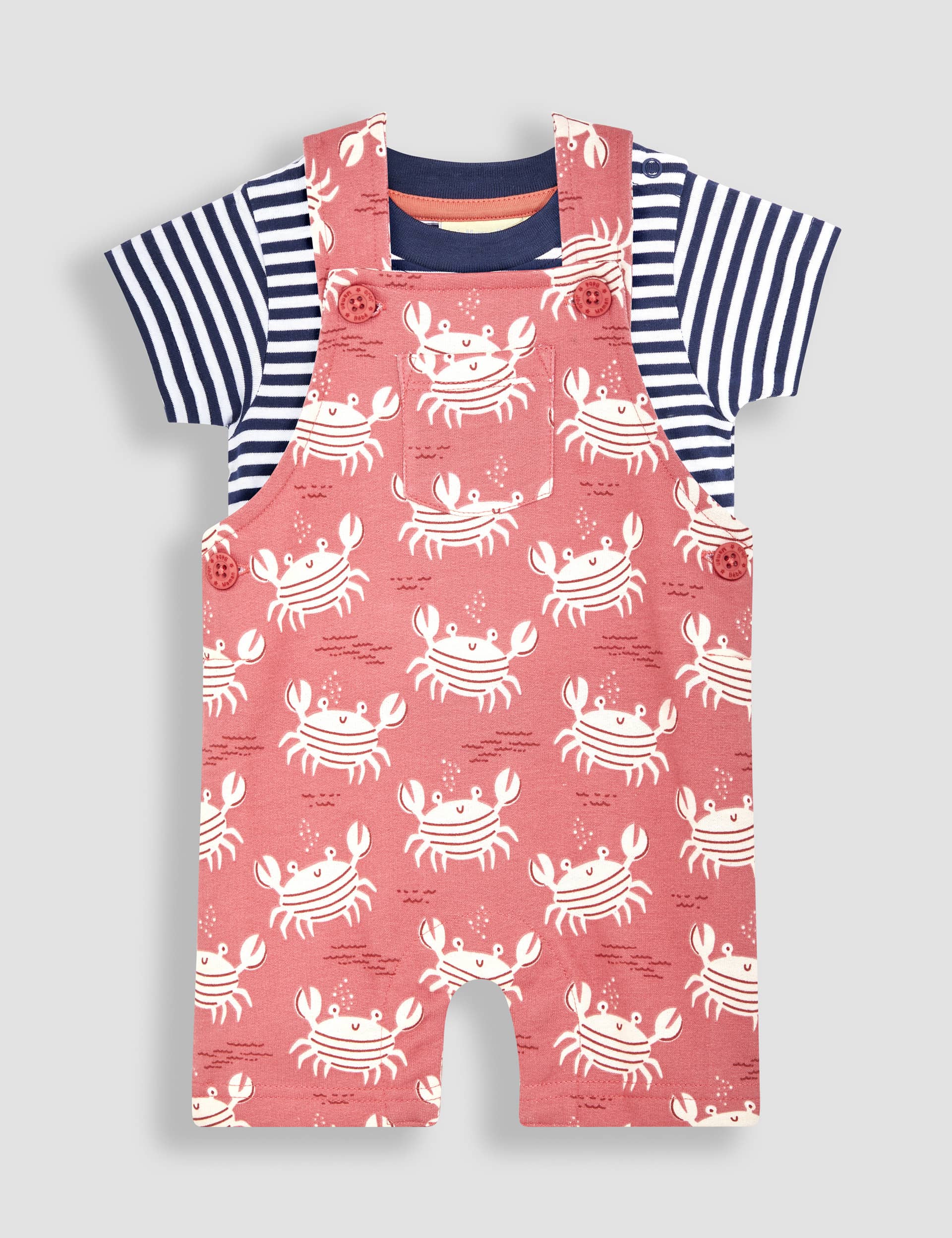 Jojo Maman Bb Boys 2pc Pure Cotton Crab Outfit (0-2 Yrs) - 18-24 - Soft Pink, Soft Pink