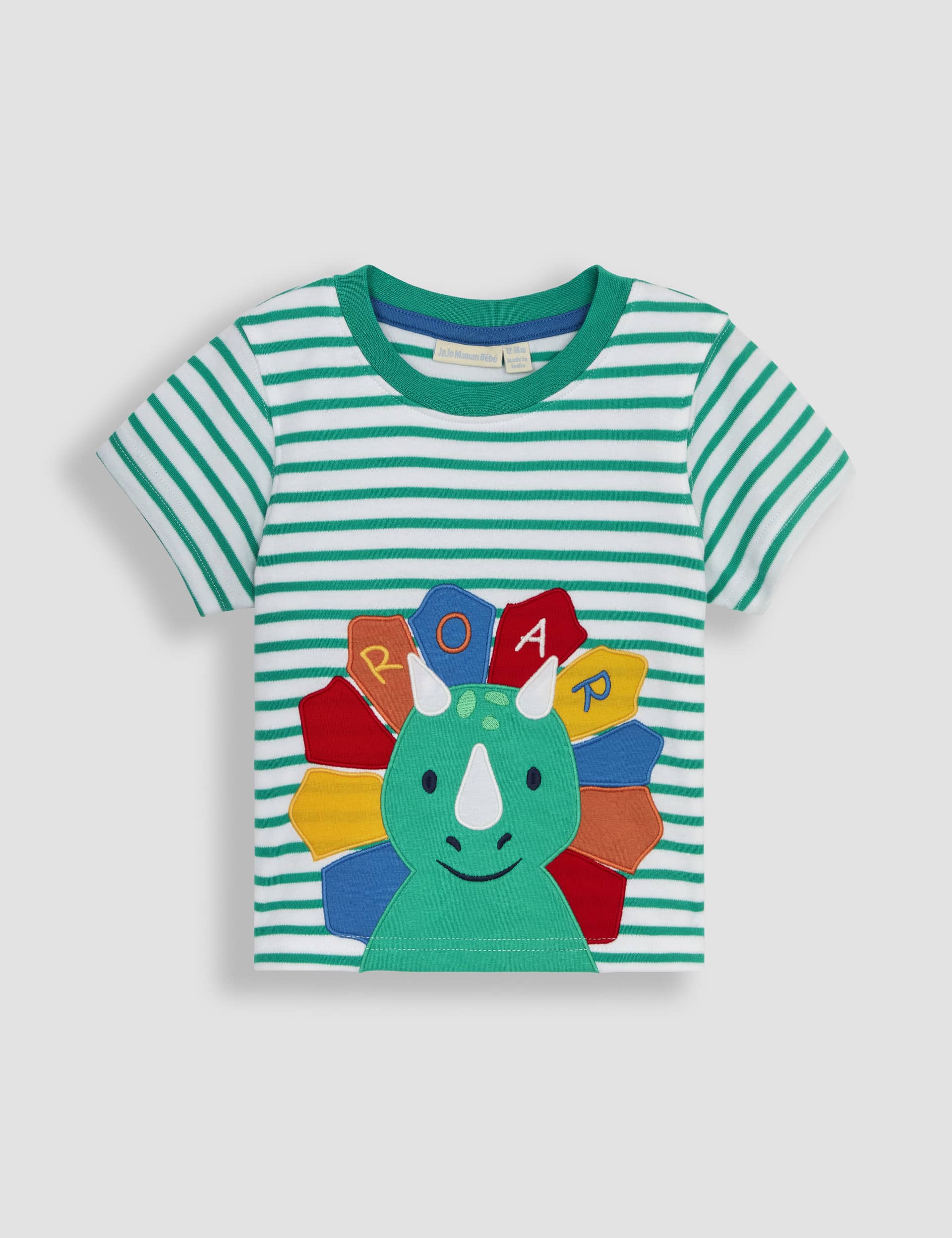 Jojo Maman Bb Boys Pure Cotton Dinosaur T-Shirt (6 Mths-7 Yrs) - 6-12M - White Mix, White Mix