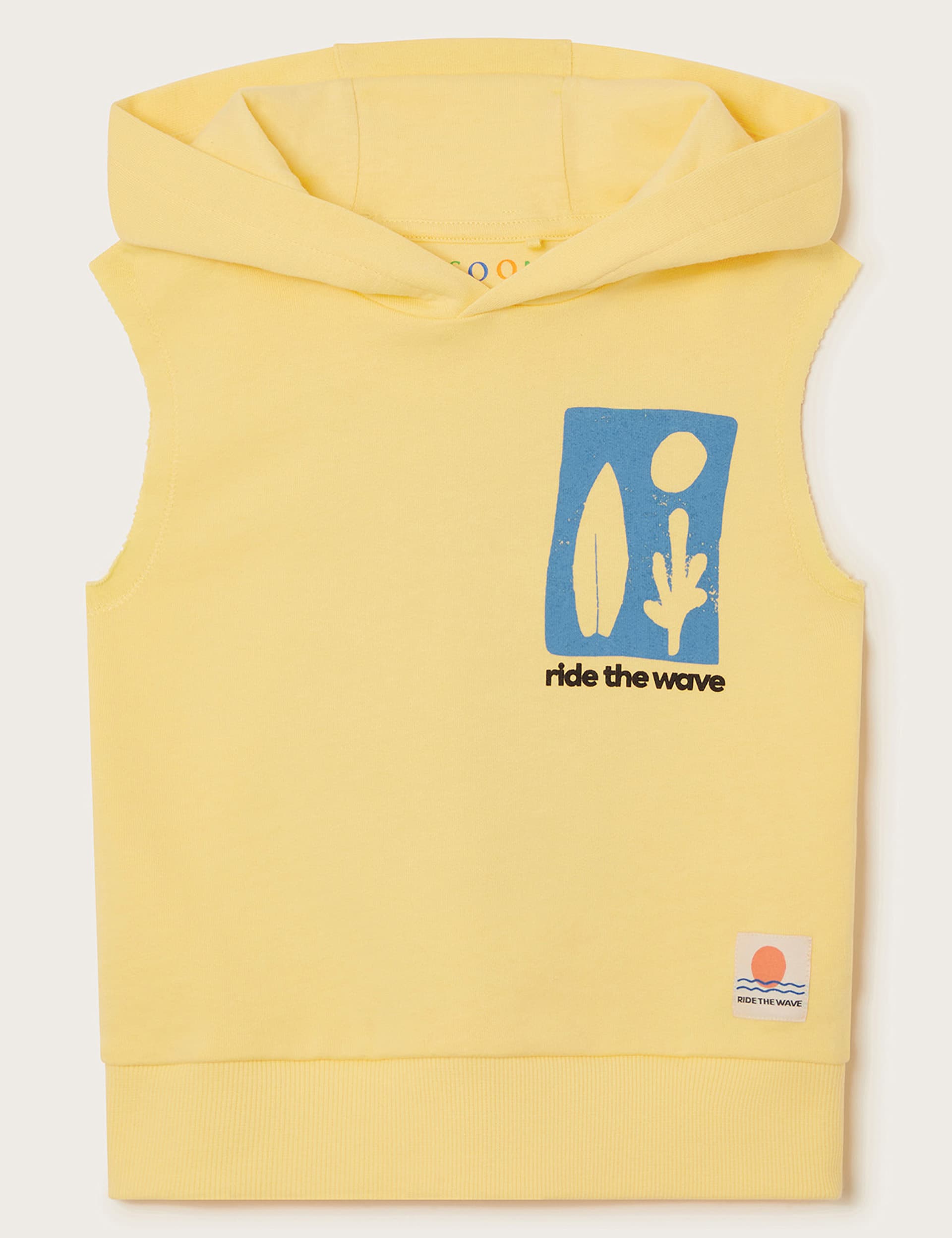 Monsoon Boys Pure Cotton Slogan Print Hoodie (3-13 Yrs) - 9-10Y - Yellow, Yellow