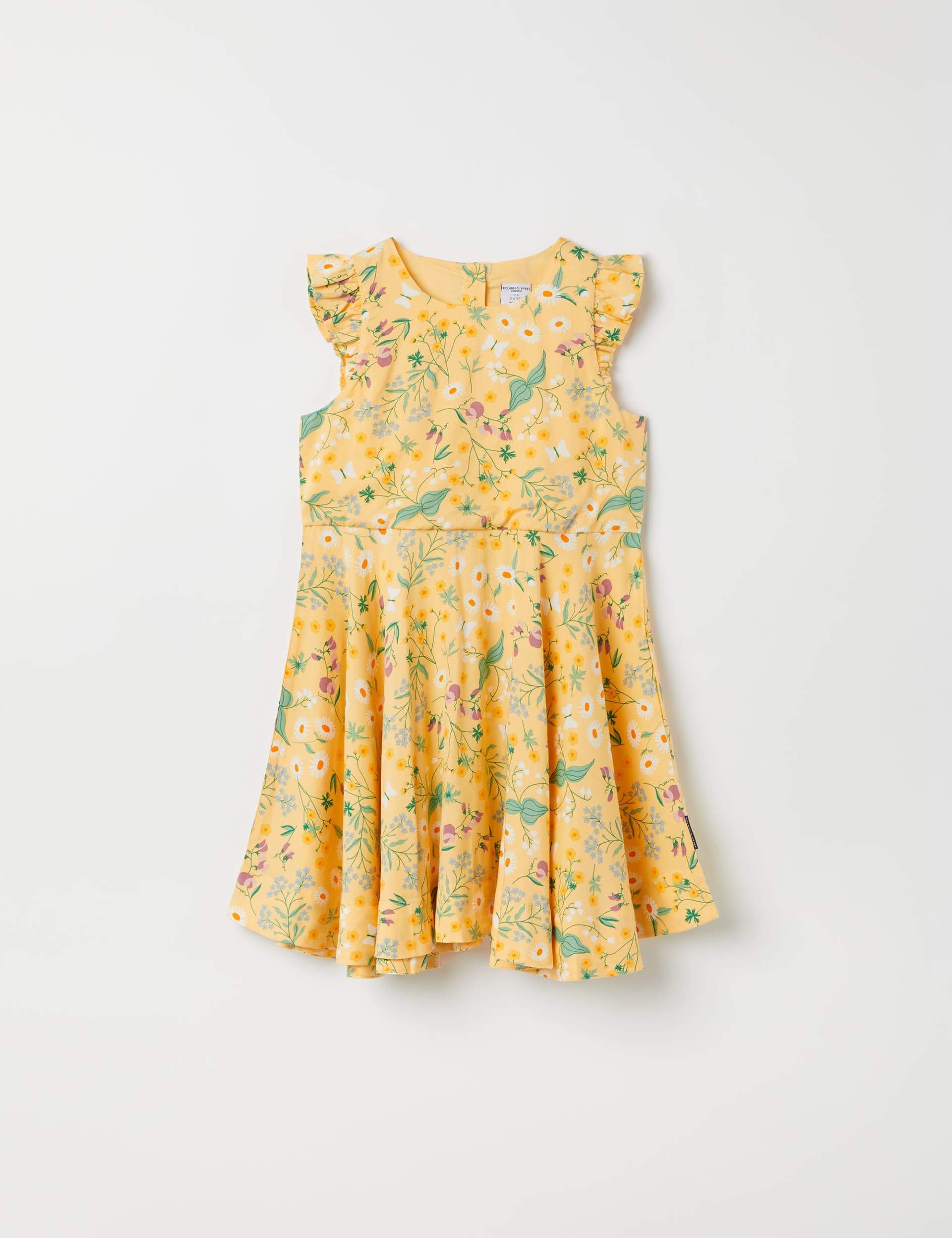 Polarn O. Pyret Girls Pure Cotton Floral Dress (1-10 Yrs) - 4-5 Y - Yellow Mix, Yellow Mix