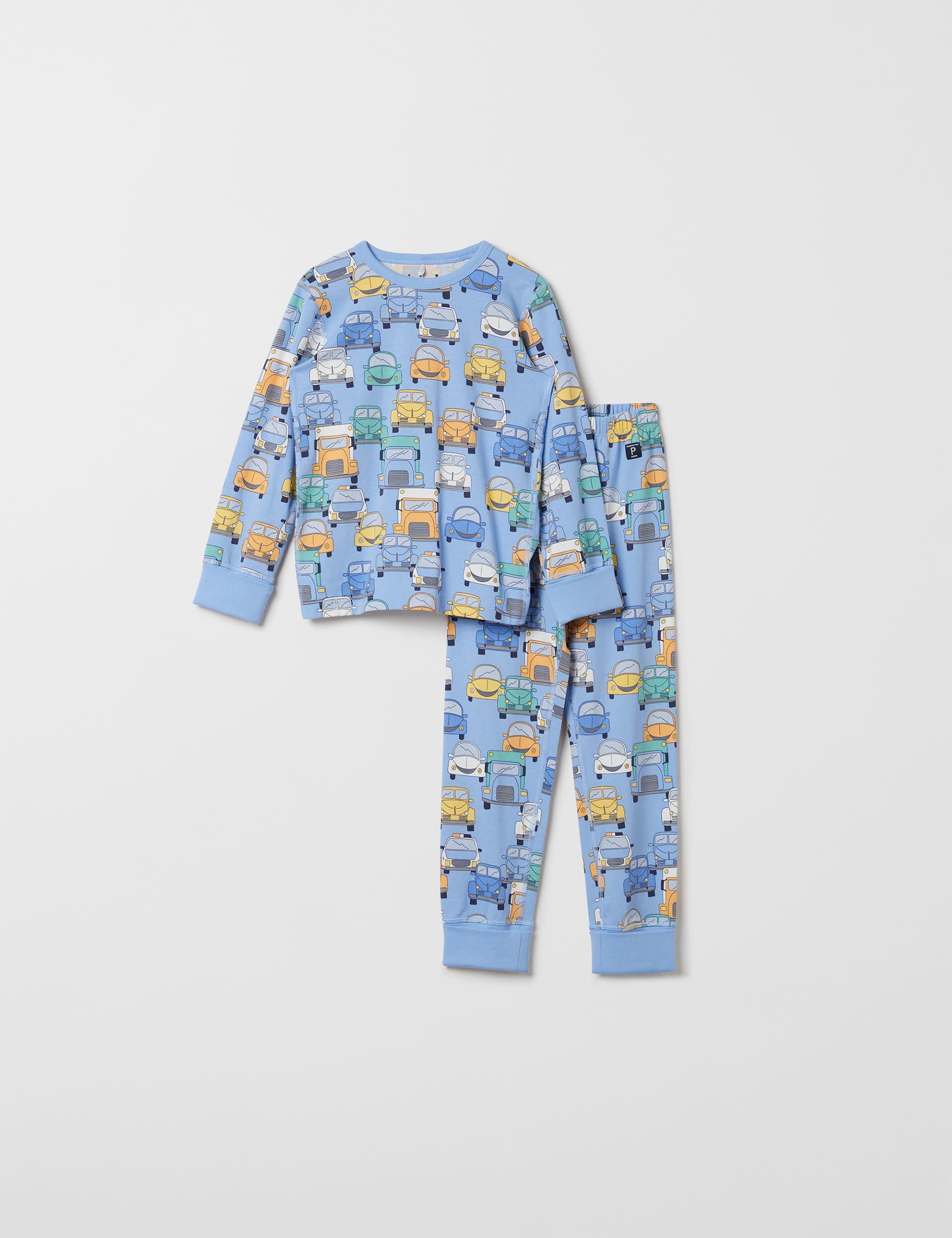 Polarn O. Pyret Boys Cotton Rich Vehicle Pyjamas (1-10 Yrs) - 1-2Y - Medium Blue Mix, Medium Blue Mi